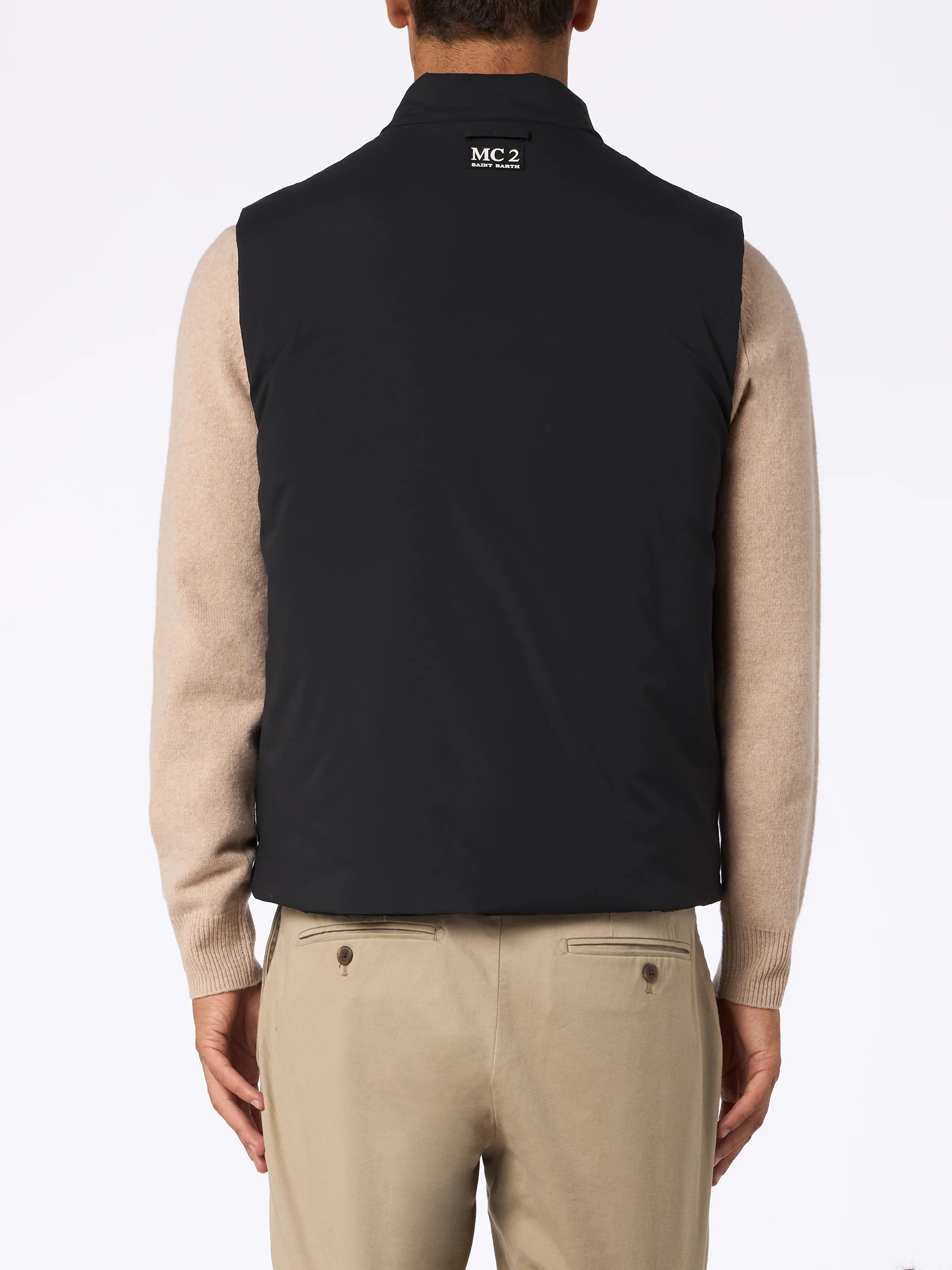 Vonn padded vest in technical fabric in black solid color - Image 3