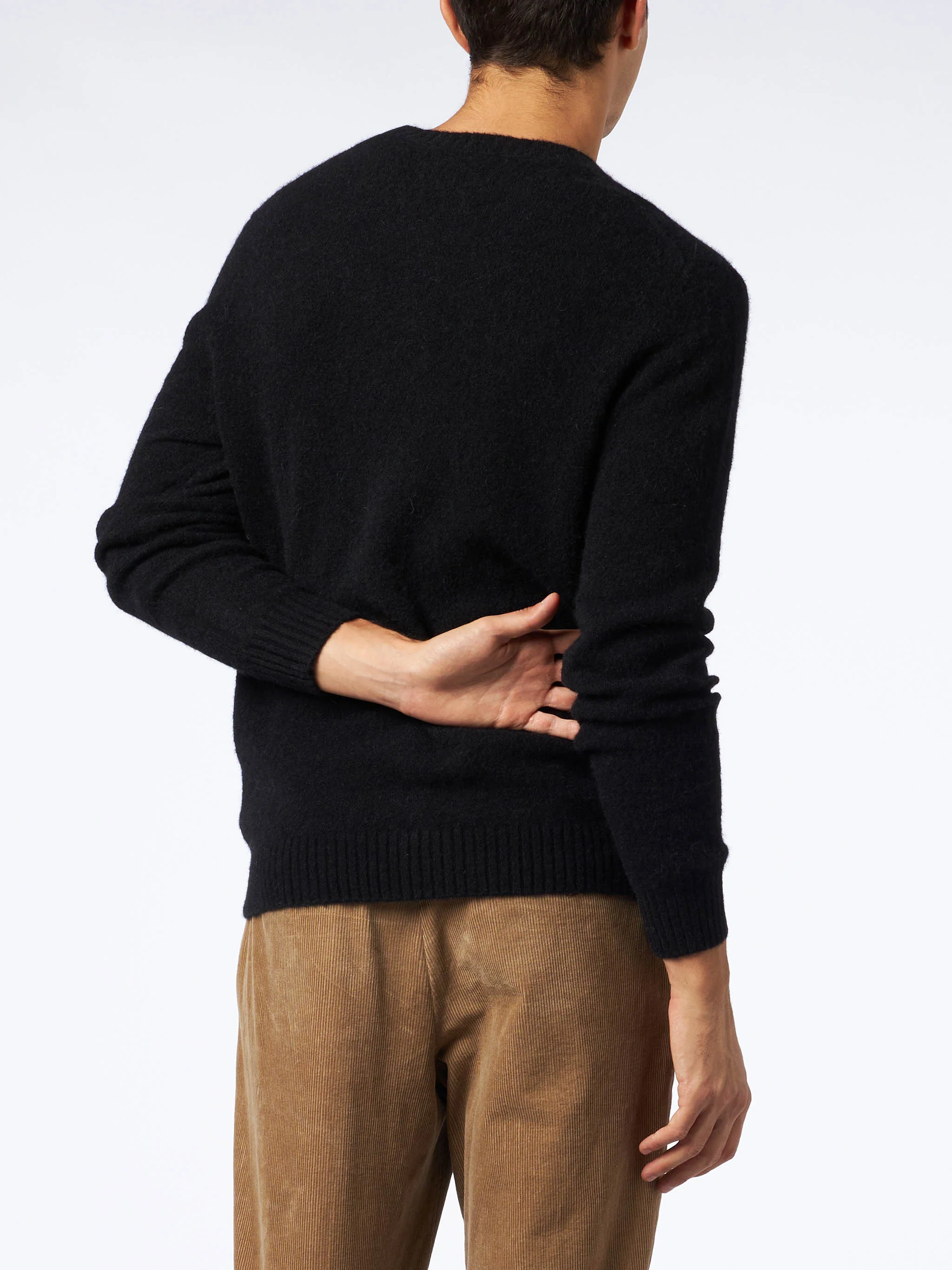 Crewneck sweater Heron in black stretch alpaca with St. Barth embroidery - Image 3