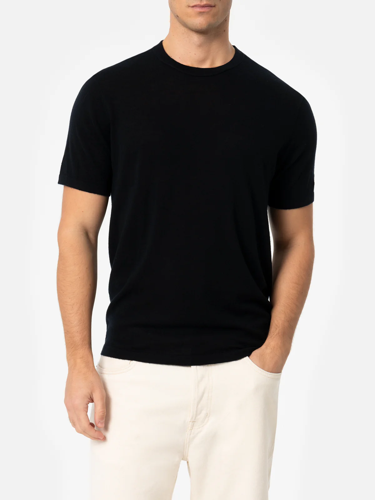 Black t-shirt Scott in MERINO WOOL and CASHMERE - Image 2