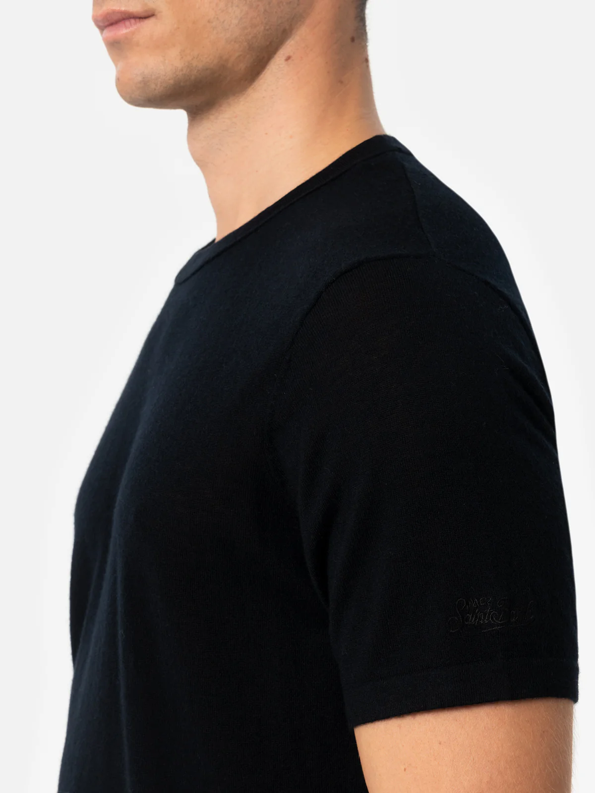 Black t-shirt Scott in MERINO WOOL and CASHMERE - Image 3