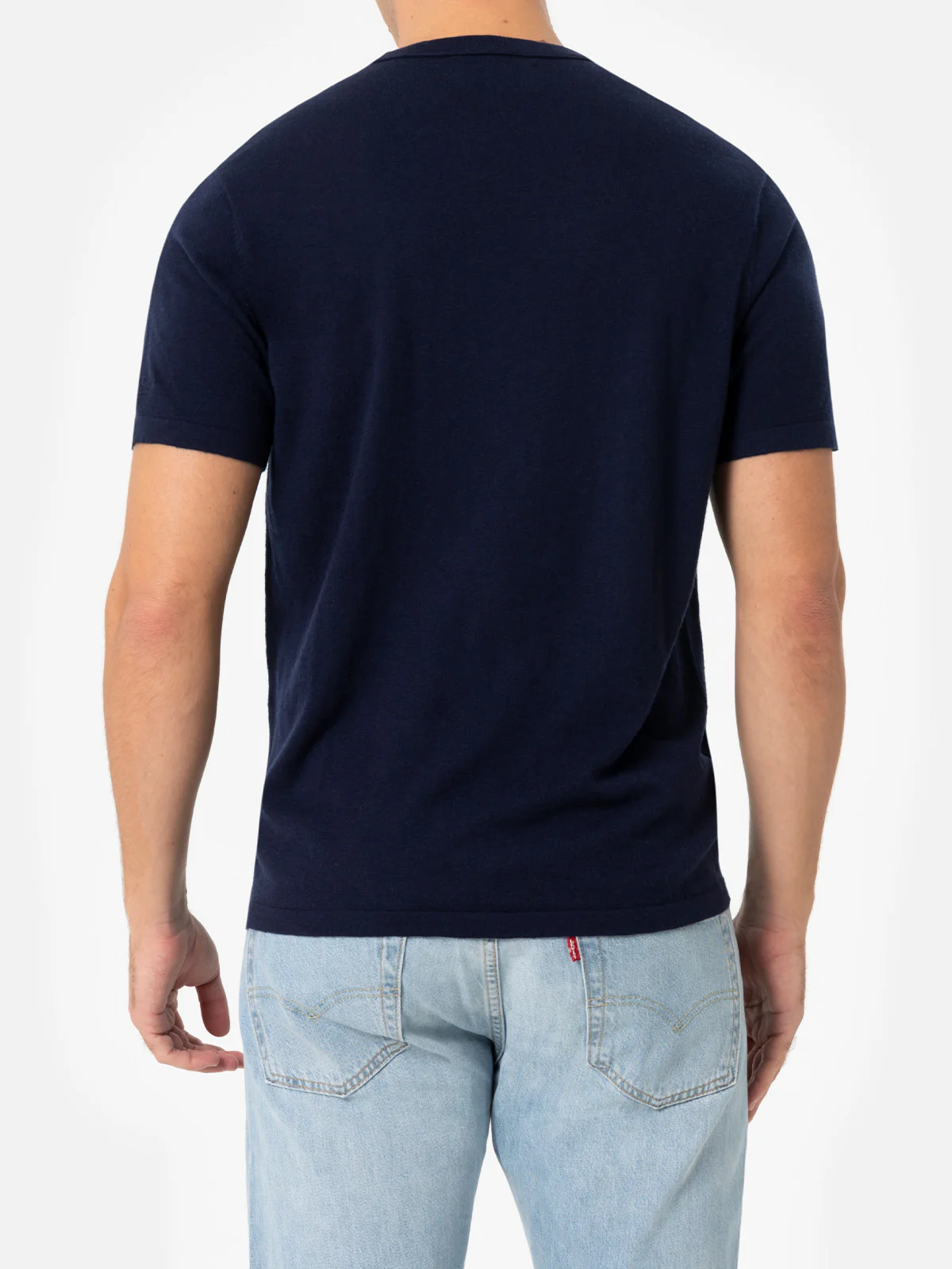 Navy blue t-shirt Scott in MERINO WOOL and CASHMERE - Image 4