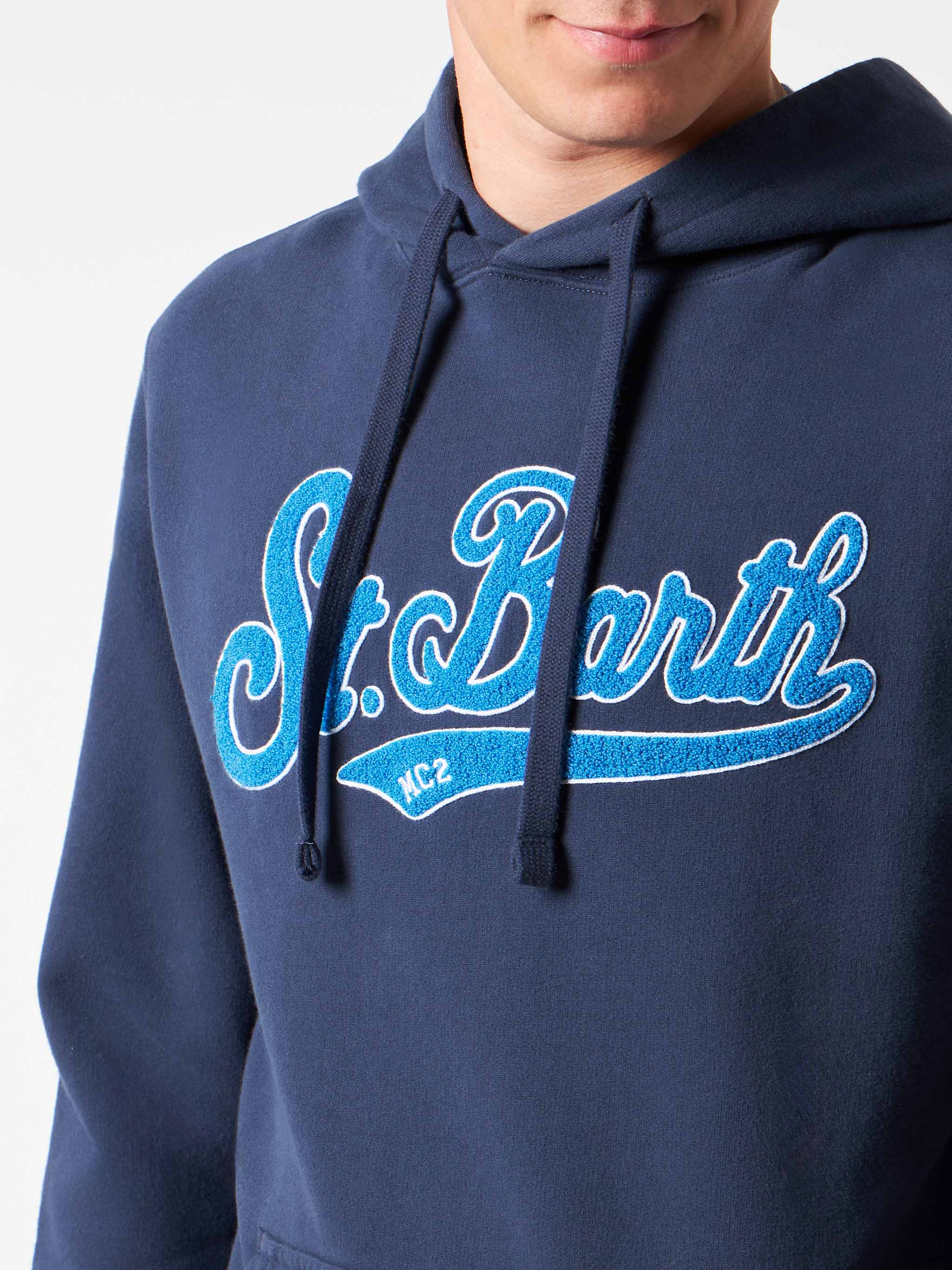 Tribeca blue hoodie with terry patch - Image 2