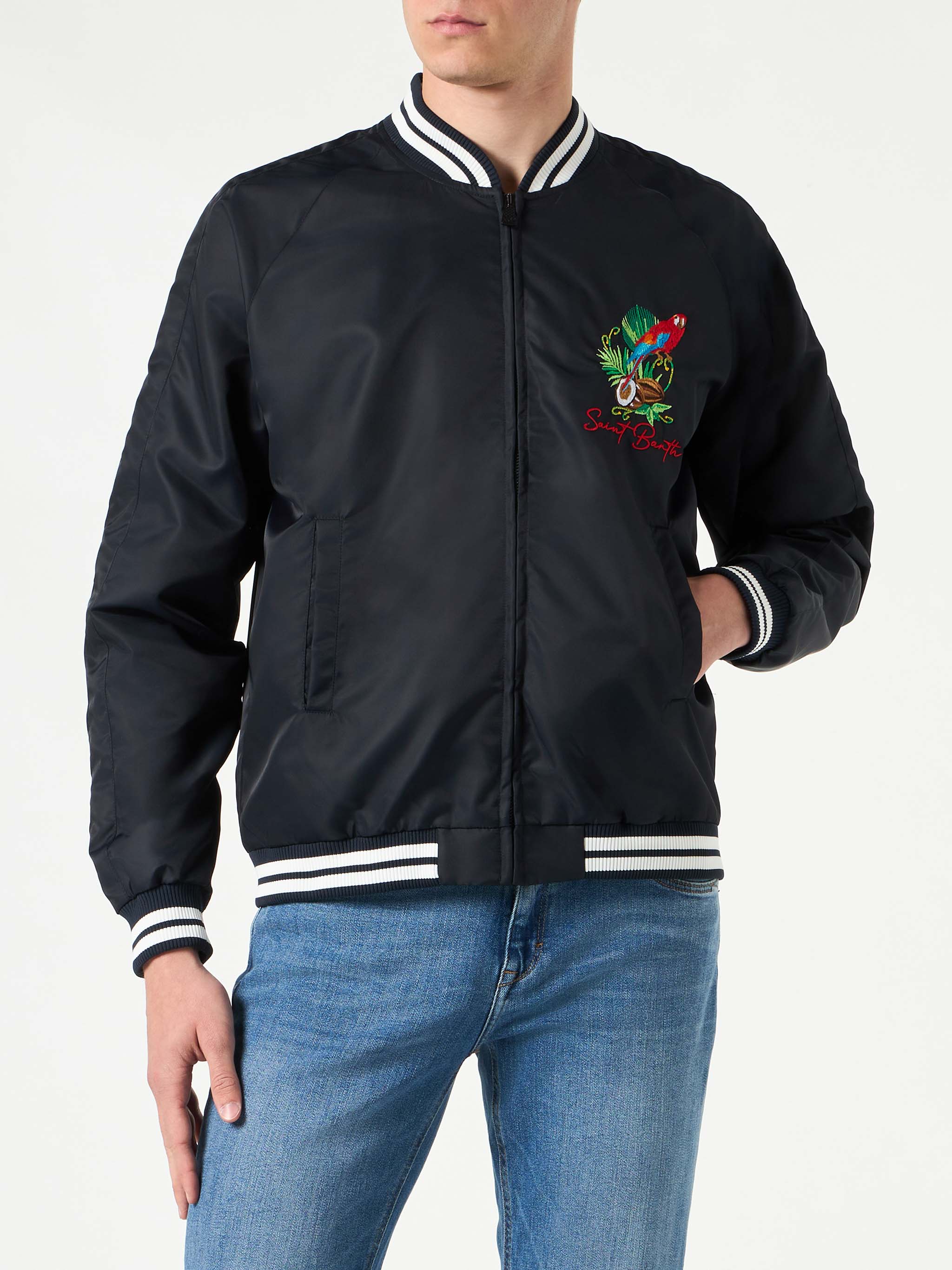 Oakland navy blue jacket with parrot embroidery - Image 3