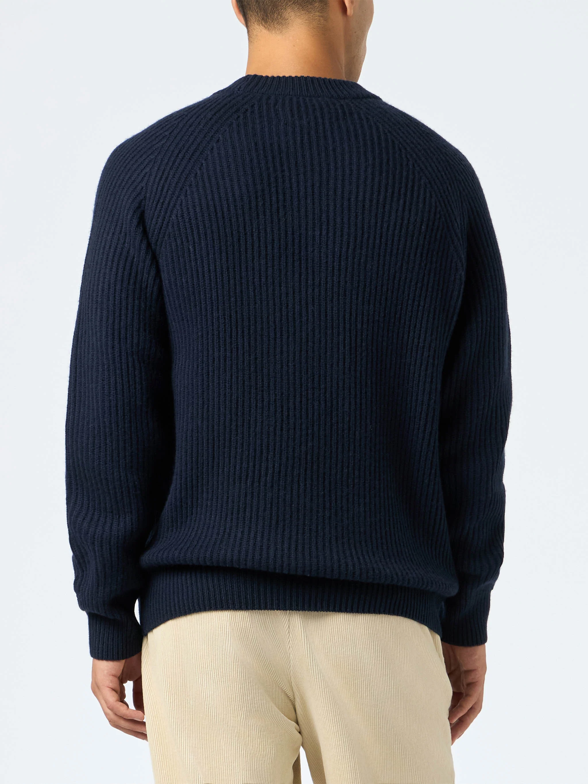 Navy blue ribbed sweater Marine in BLENDED CASHMERE - Image 2