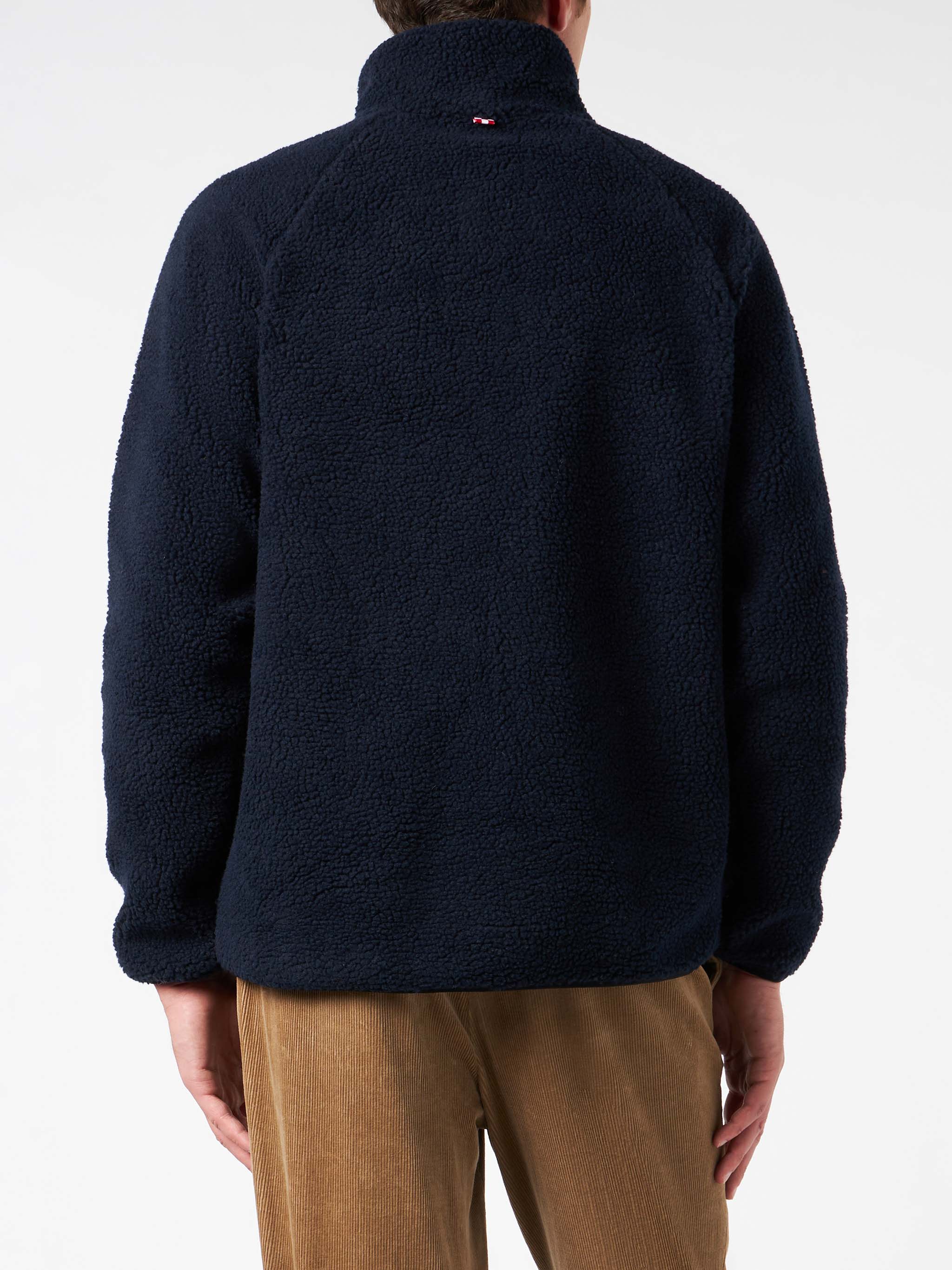 Keystone blue sherpa jacket with check patch pockets - Image 2
