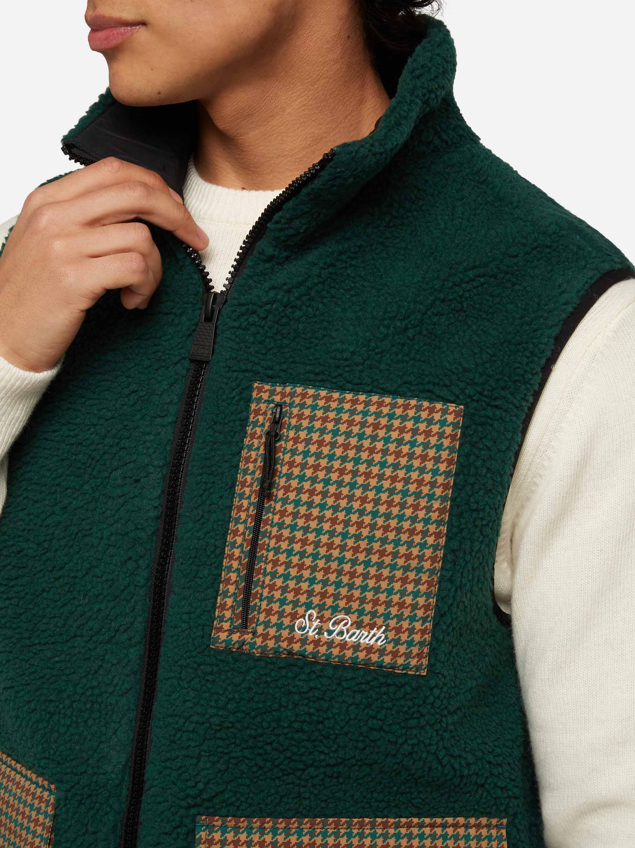 Wanaka sherpa vest with pied de poule pattern - Image 2