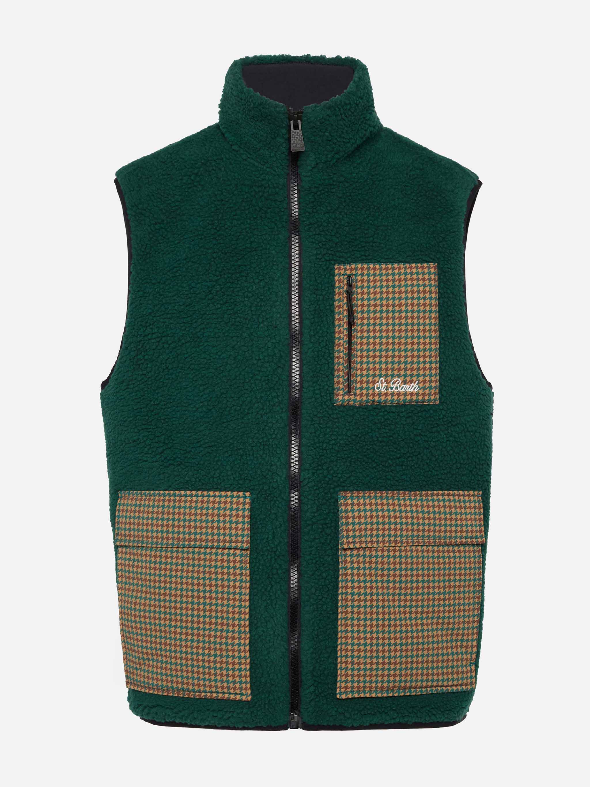 Wanaka sherpa vest with pied de poule pattern - Image 4