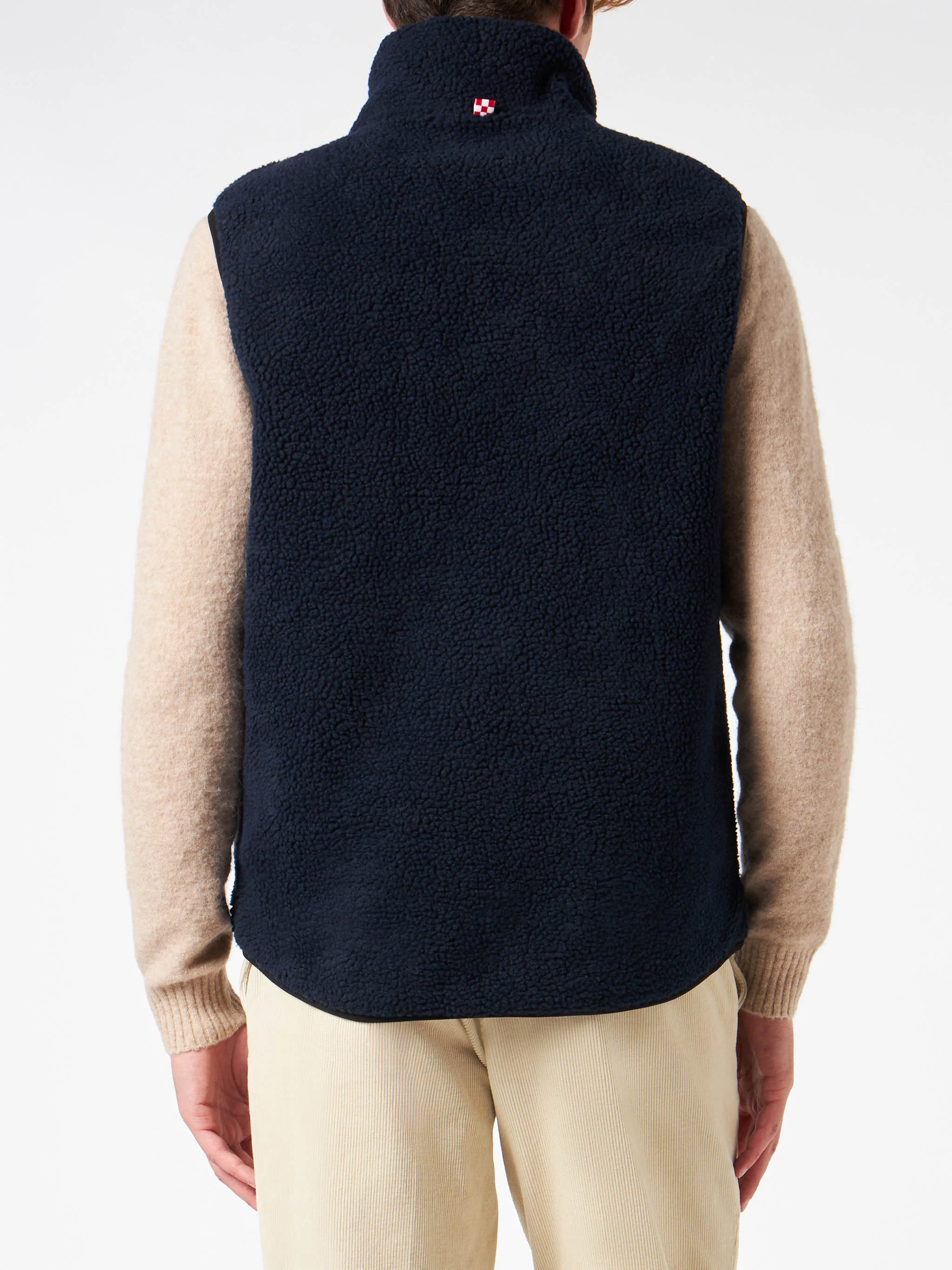 Wanaka blue sherpa vest with check pockets - Image 3
