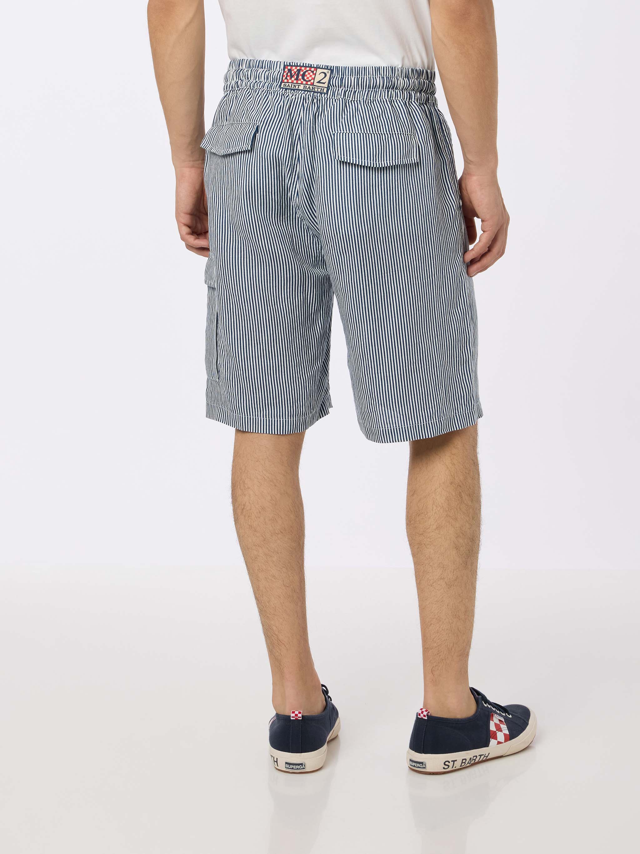 Marseille blue striped linen bermuda shorts - Image 2