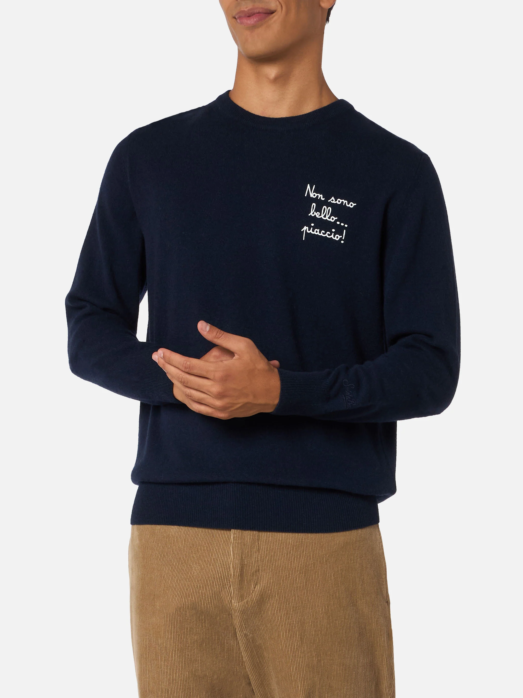 Crewneck sweater Heron Light with Non sono bello, piaccio! embroidery | VACANZE DI NATALE SPECIAL EDITION - Image 2