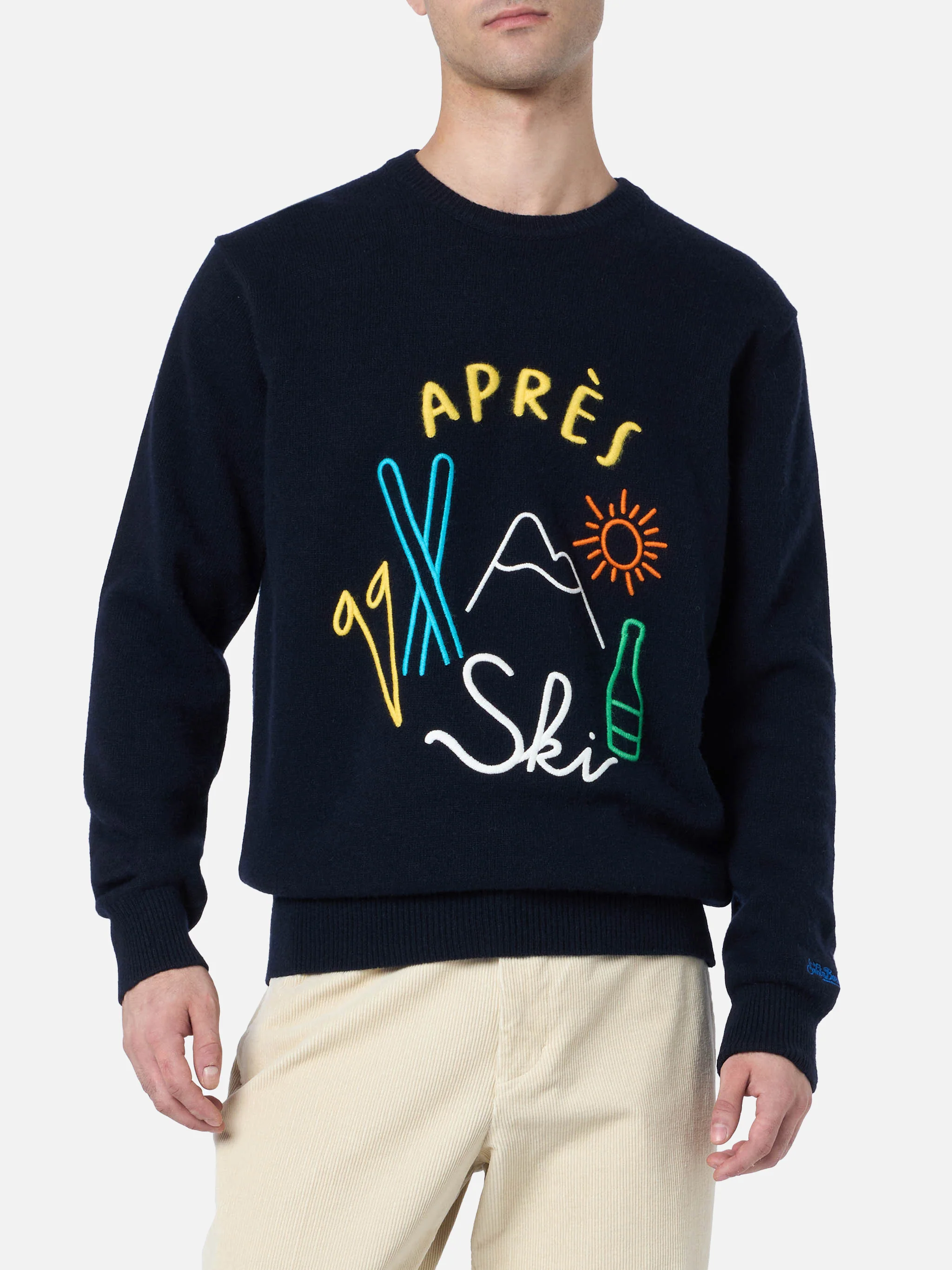 Crewneck sweater Heron with Apres ski embroidery