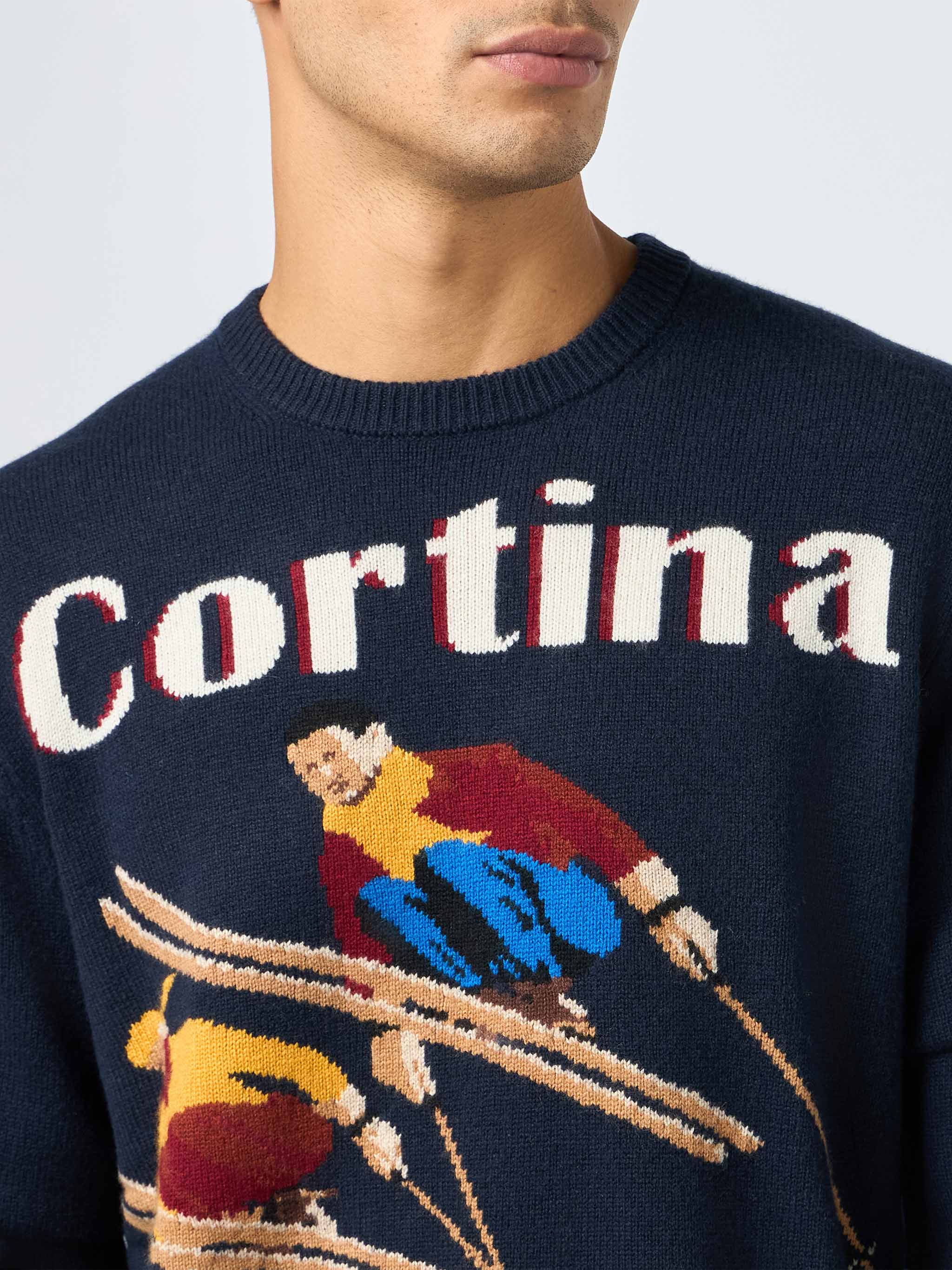 Crewneck sweater Heron with Cortina postcard jacquard - Image 3