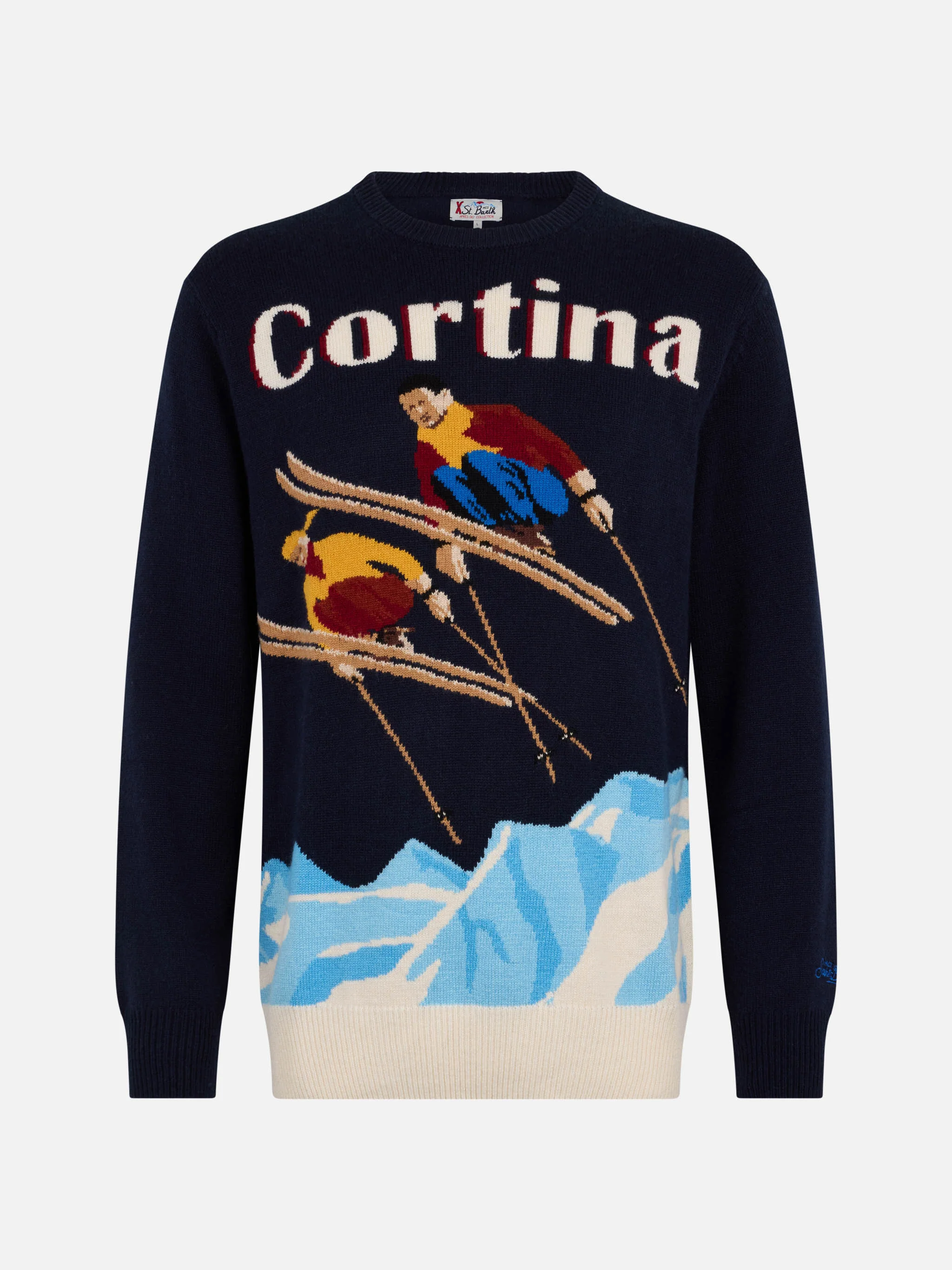 Crewneck sweater Heron with Cortina postcard jacquard - Image 4
