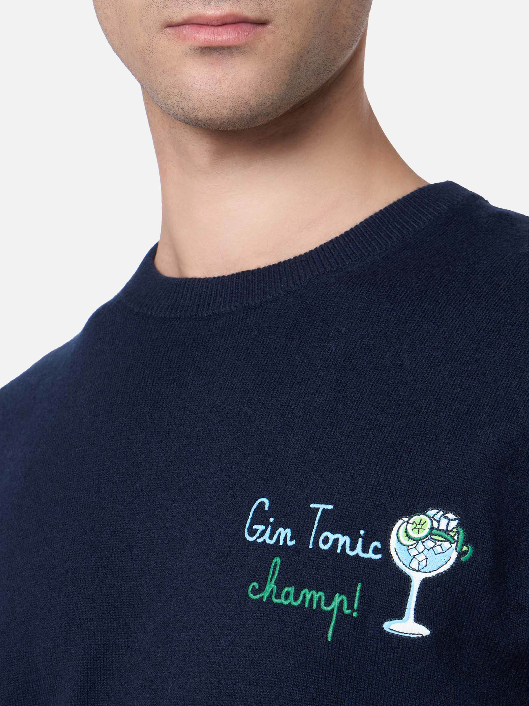 Crewneck Heron with cocktail Gin tonic champ embroidery