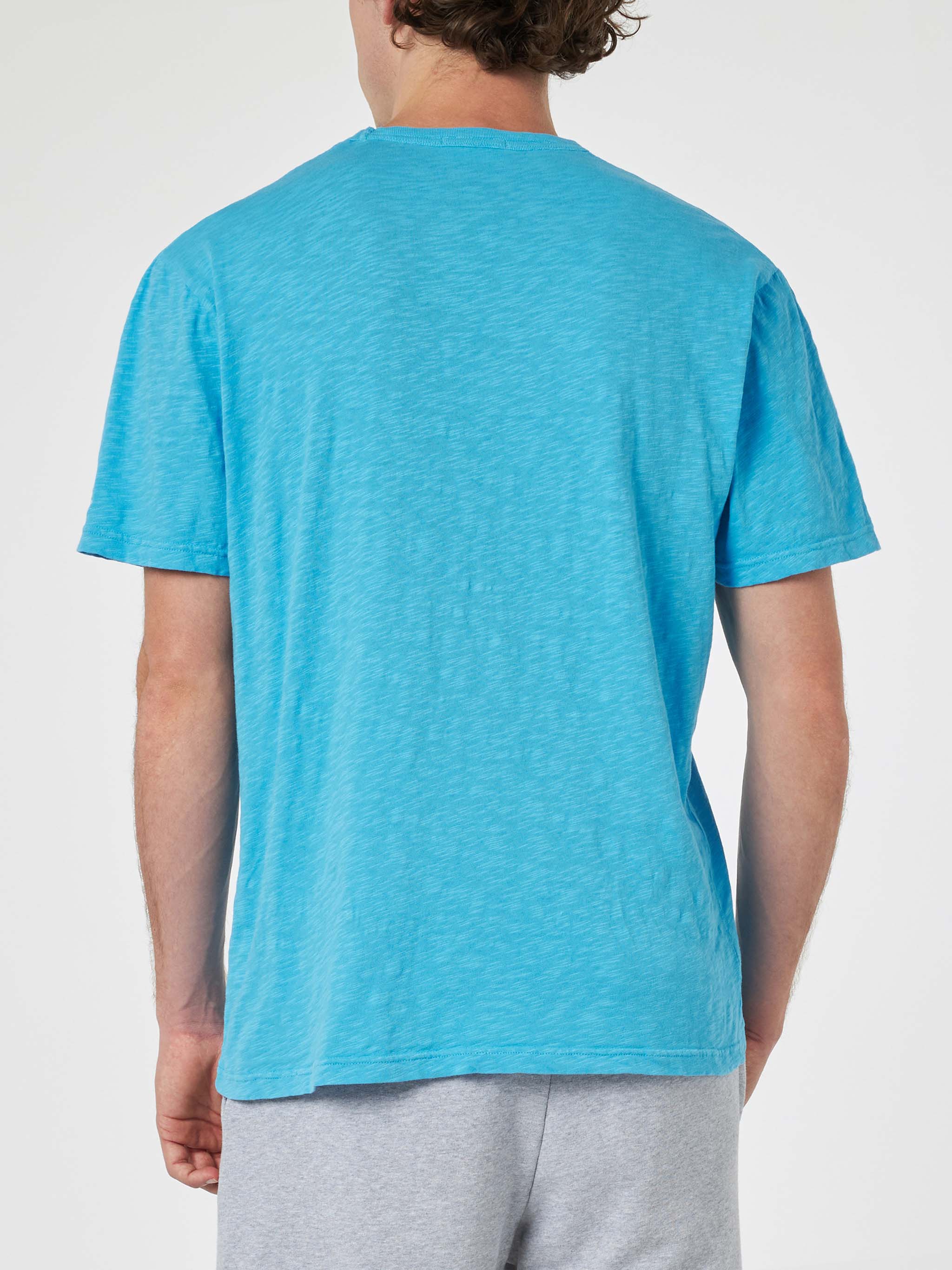 President t-shirt in bluette flamed cotton with embroidery - Image 4