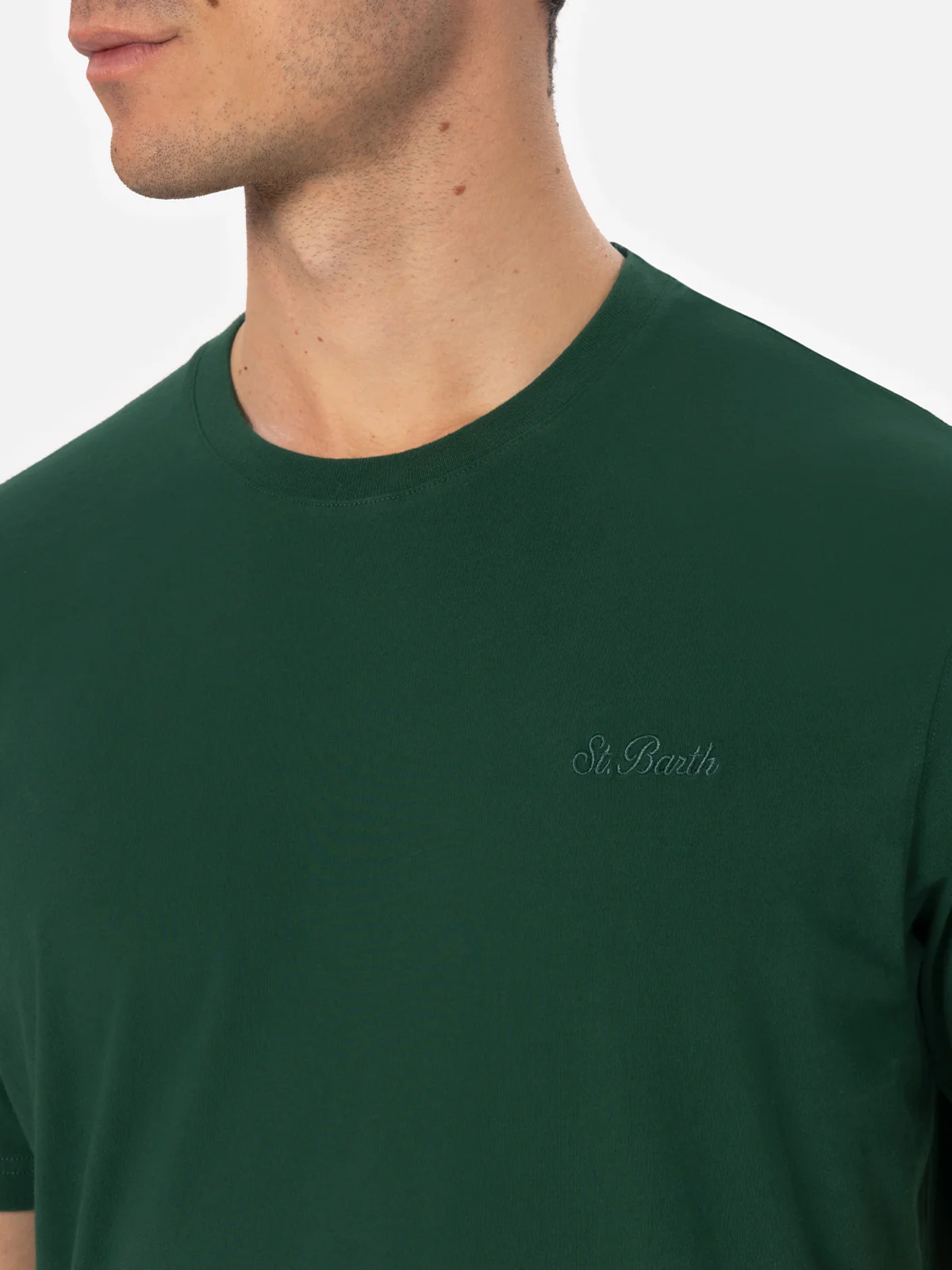 Arnott heavy cotton t-shirt in british green solid color with logo embroidery - Image 2