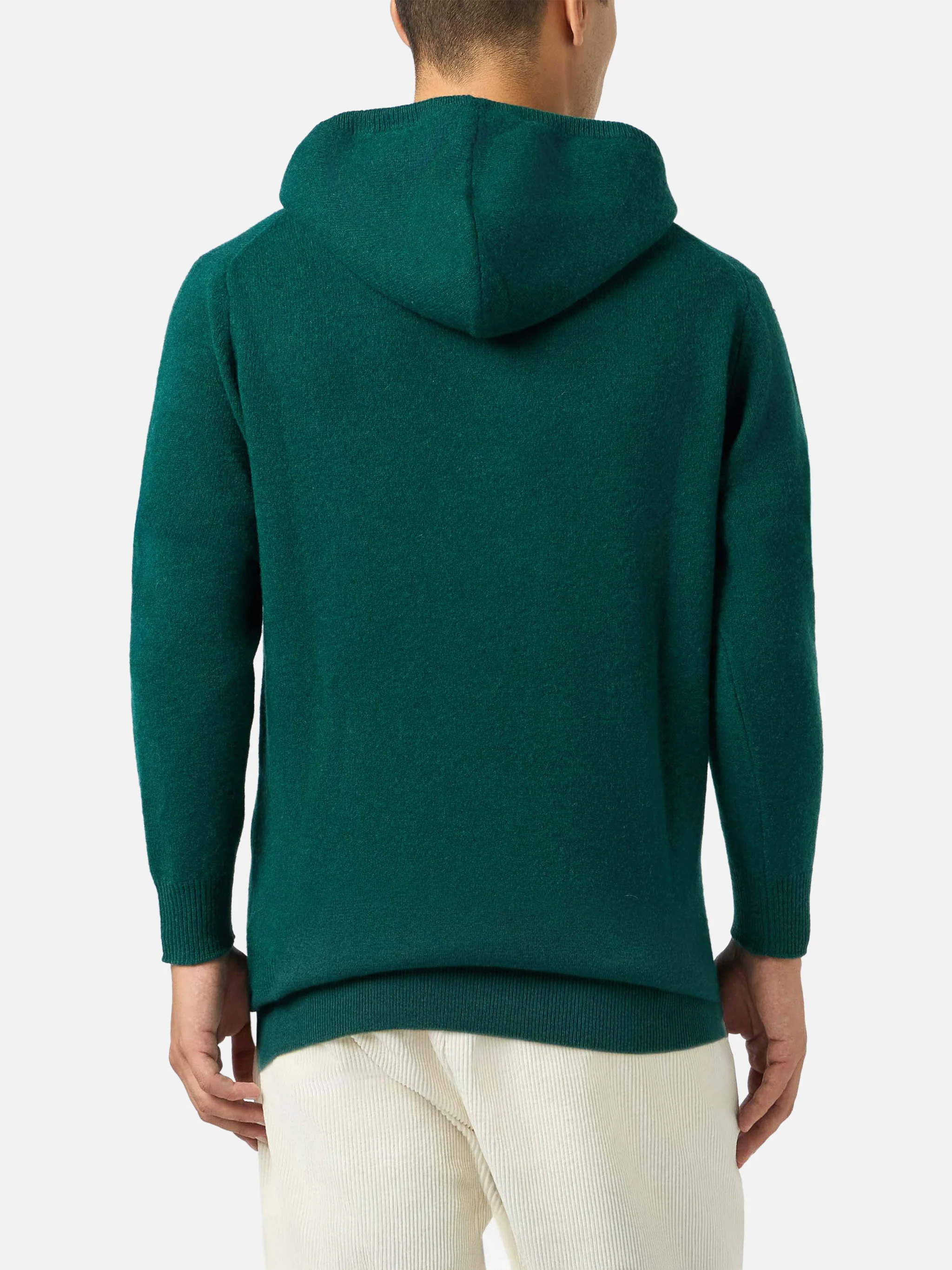 Mahony wool hooded sweater in british green solid color - Image 2