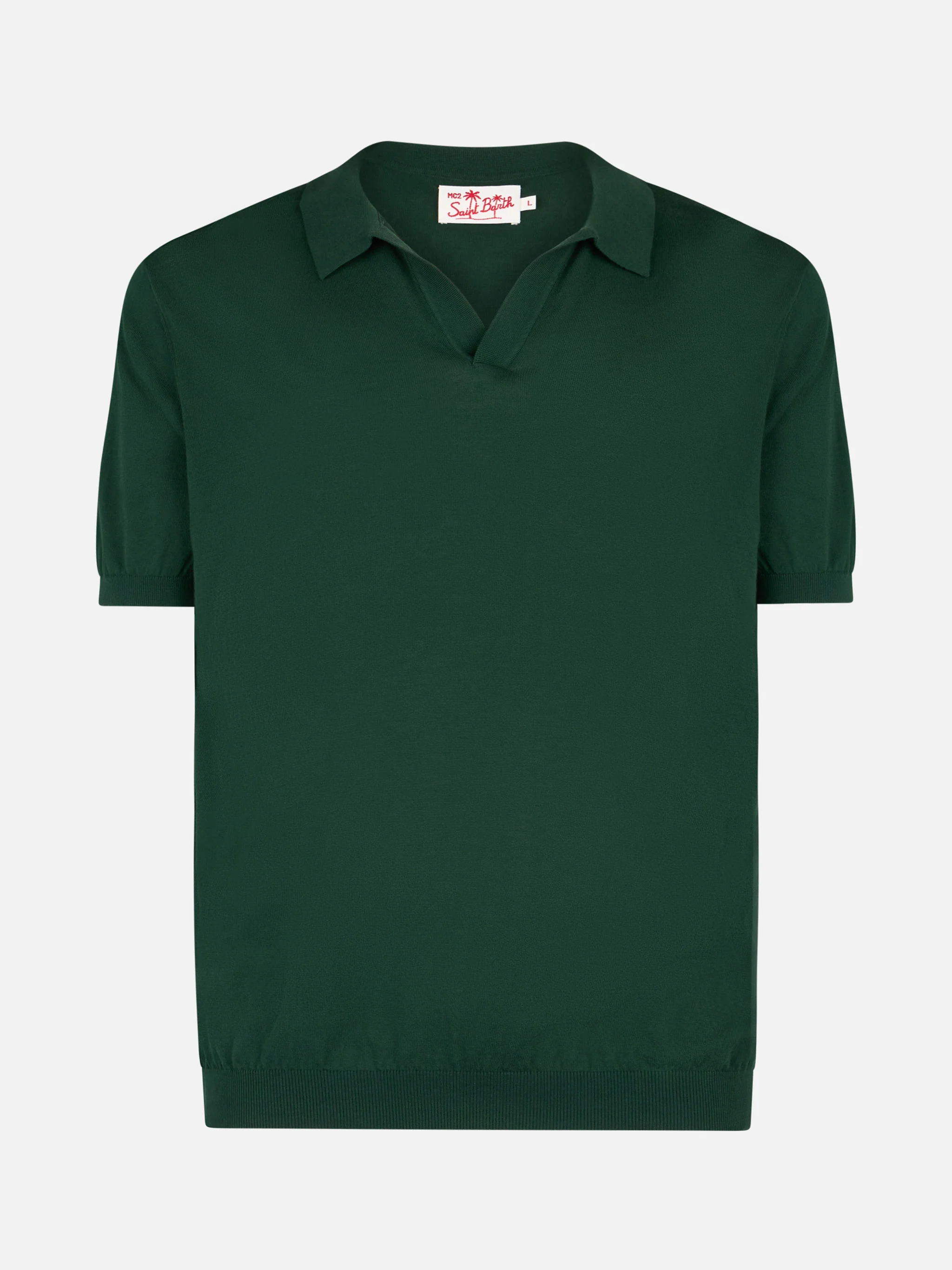 British green buttonless knitted polo shirt Sloan - Image 5