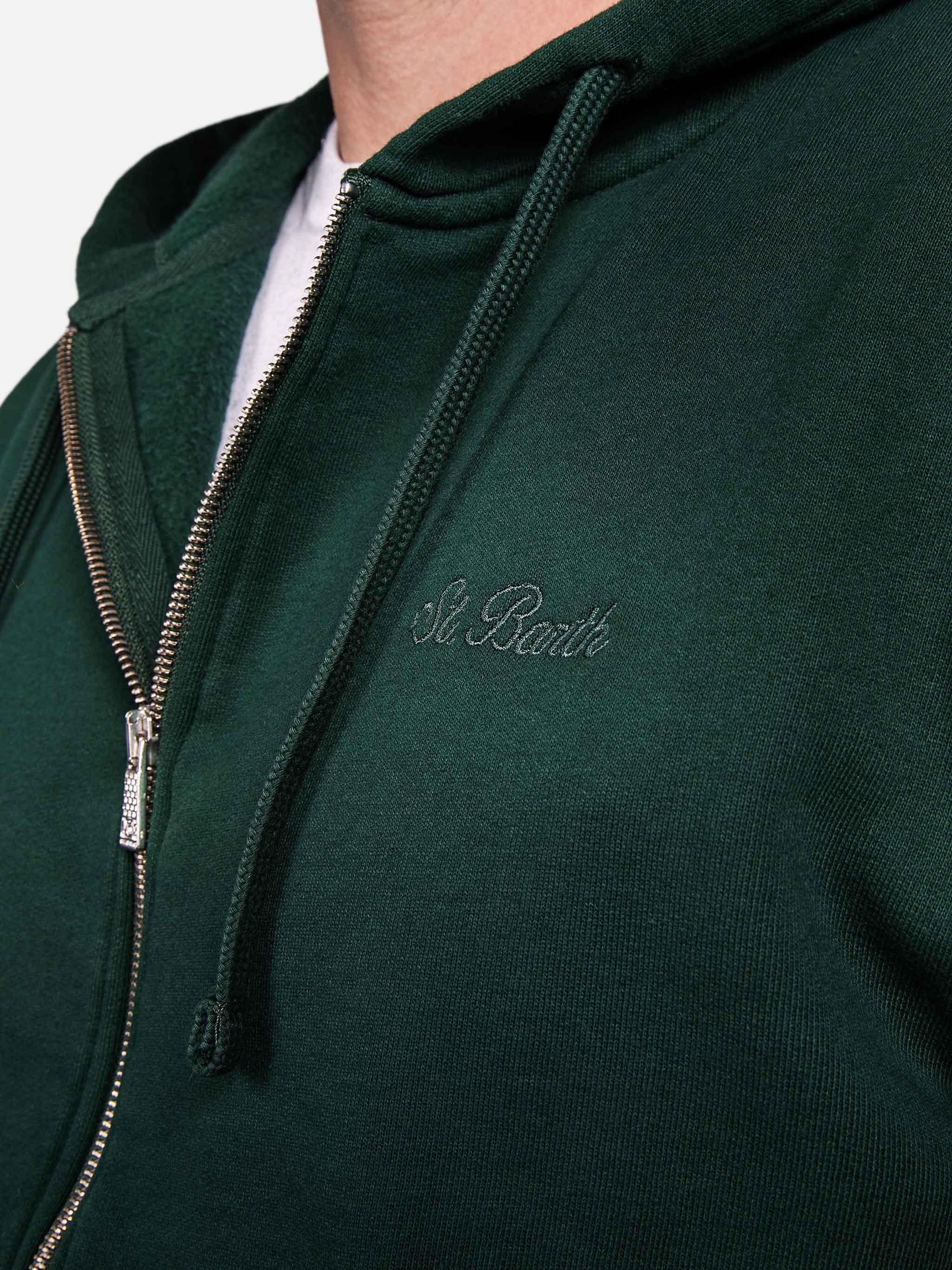 Mahony wool hooded sweater in navy blue solid color - Image 2