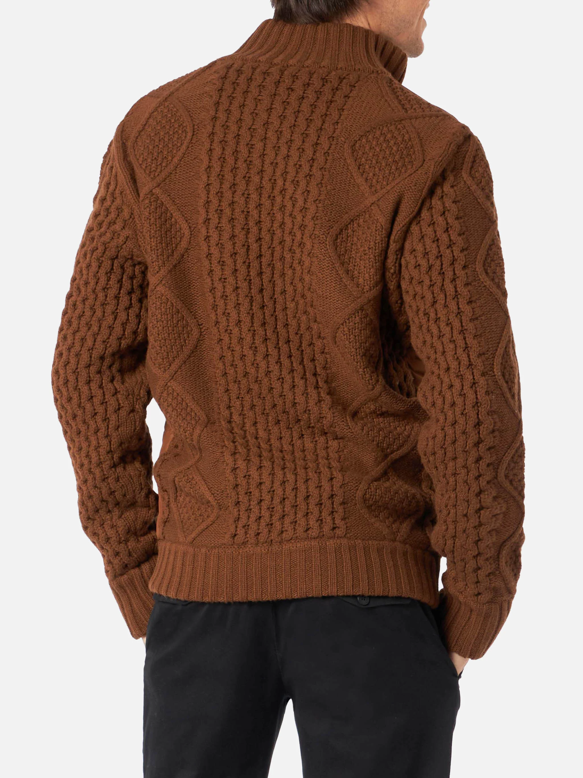 Whistler brown quilted jacket with knitted sleeves - Image 3
