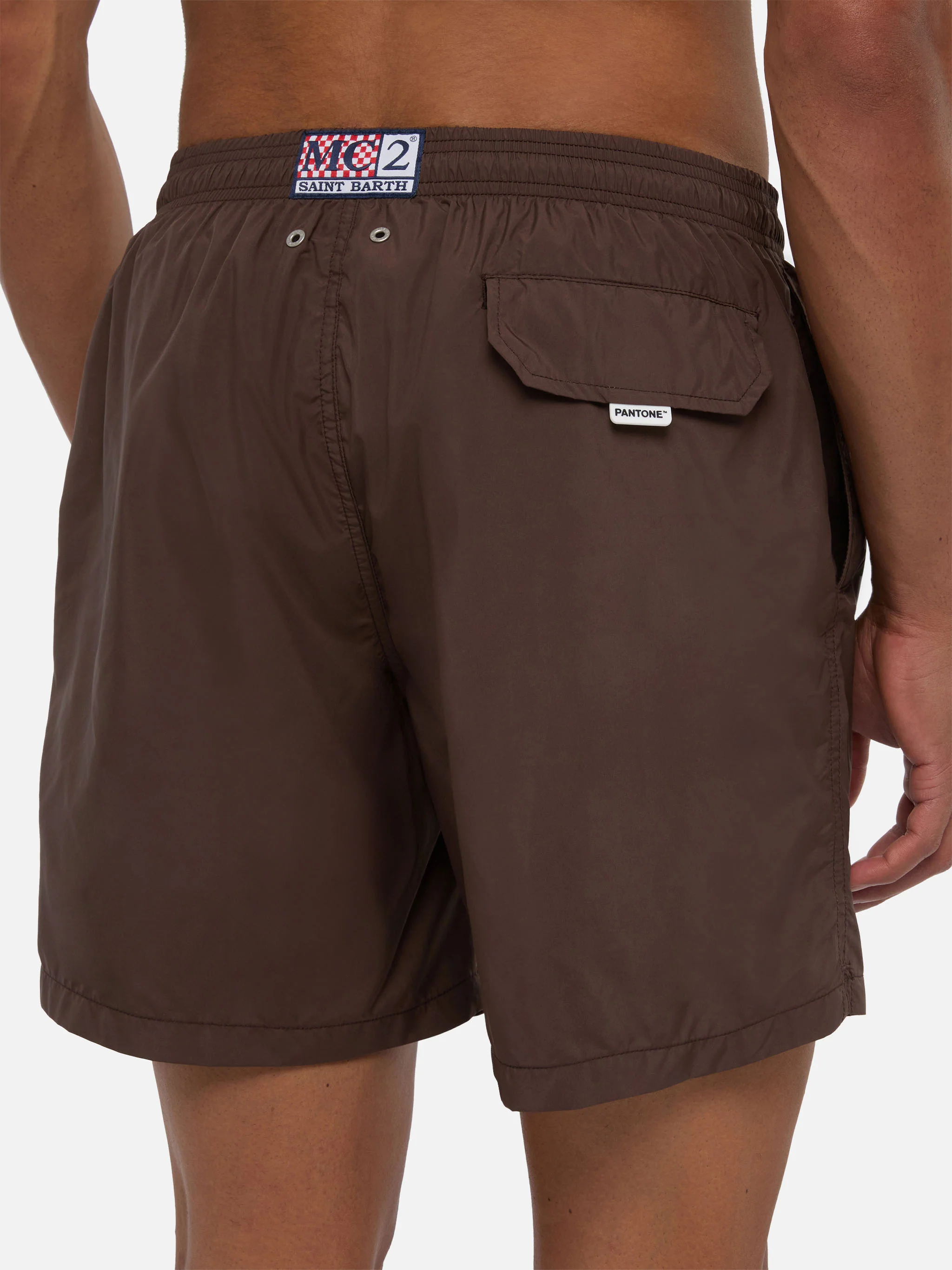 Lighting Pantone brown swim shorts in solid color | Special Edition - Image 6