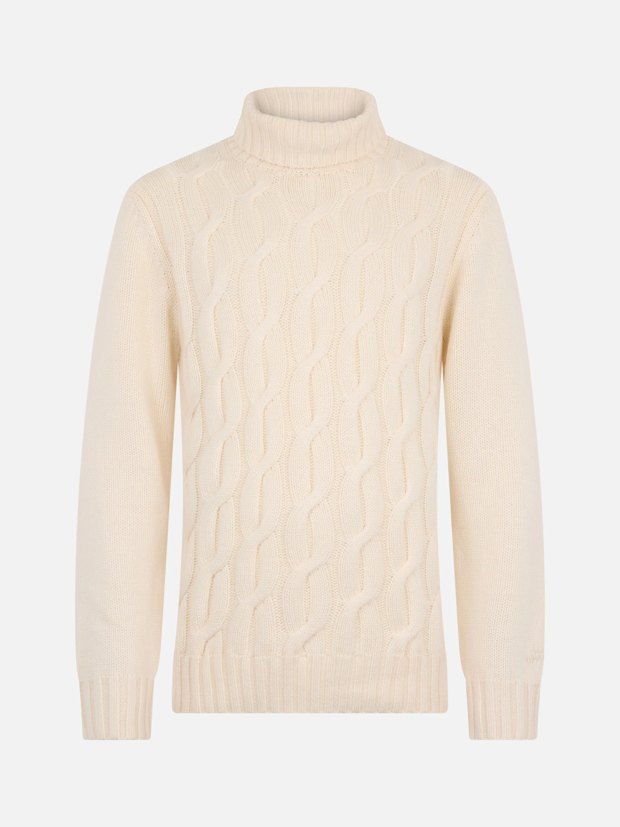 Fisherman cable knit cashmere blend sweater in off white - Image 4