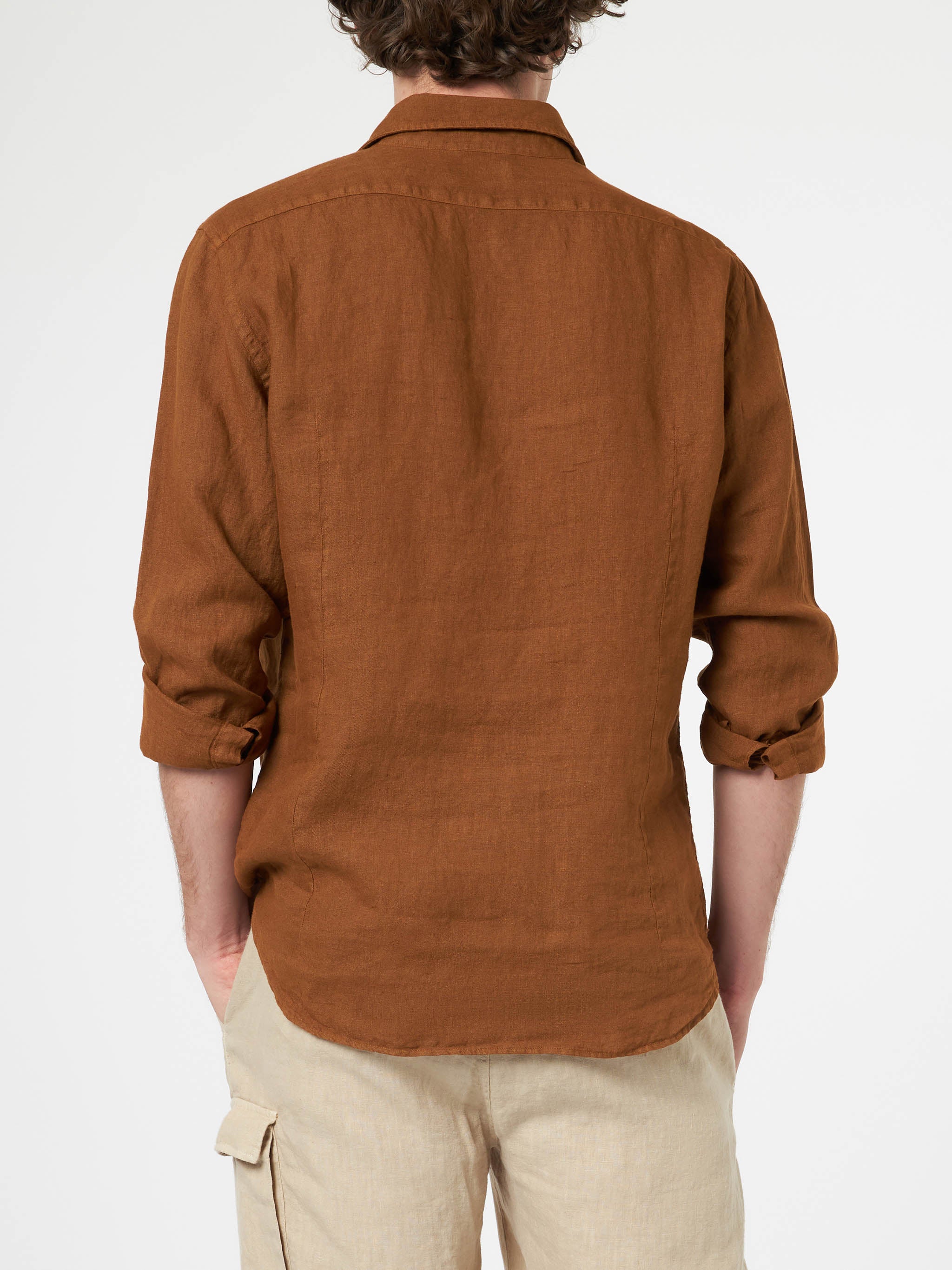 Pamplona linen shirt in camel - Image 3