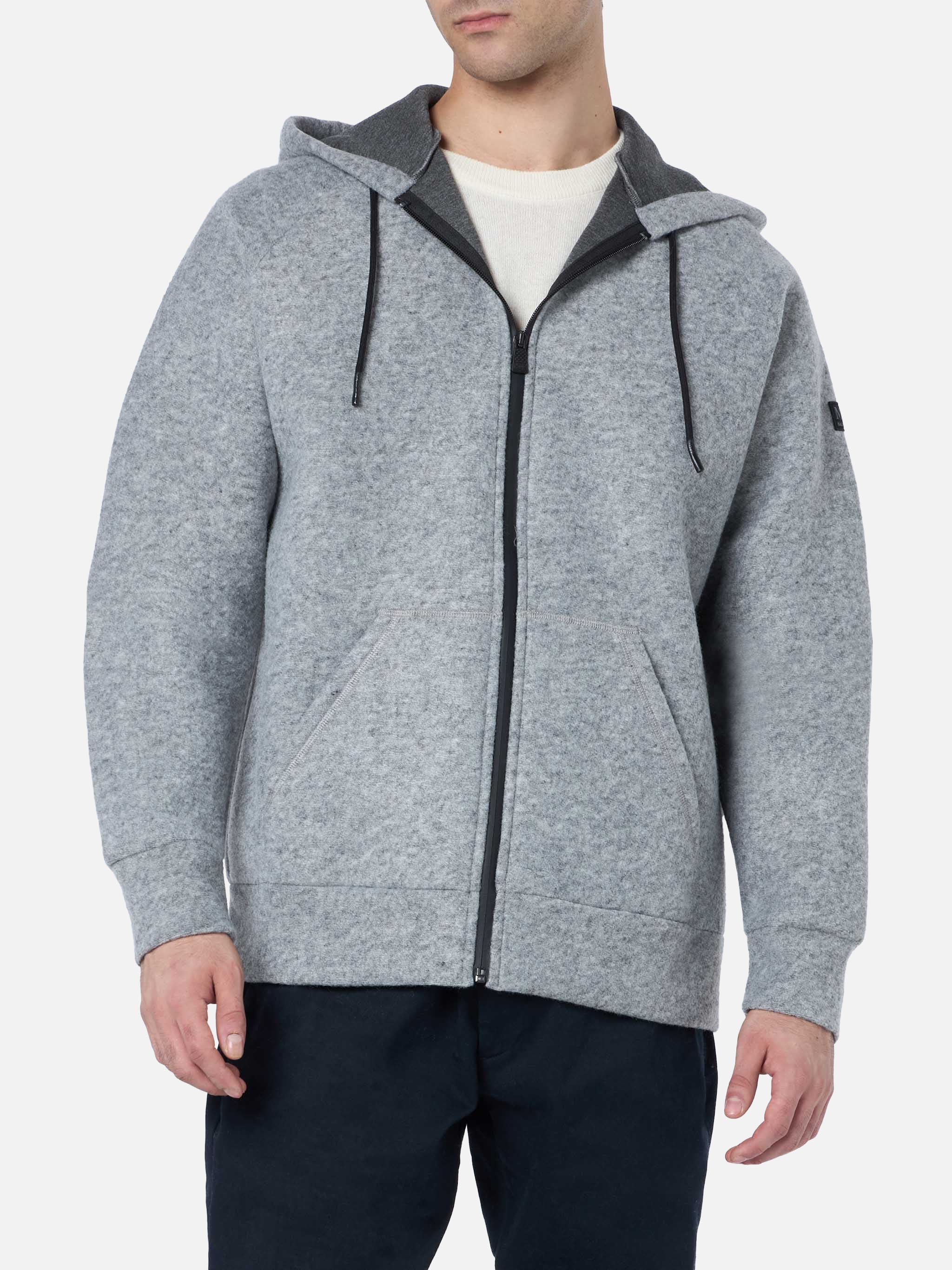 Carrel technical fabric sweatshirt in grey melange solid color