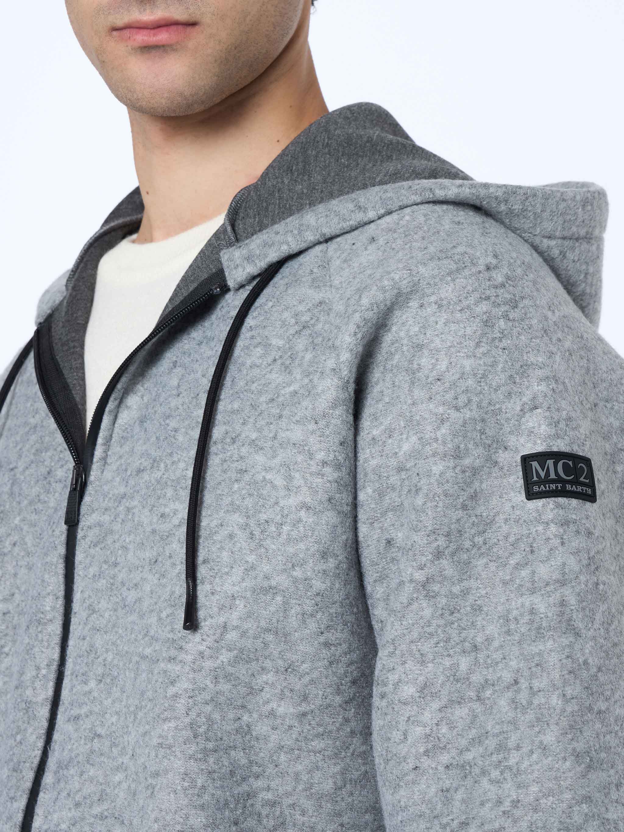 Carrel technical fabric sweatshirt in grey melange solid color - Image 2
