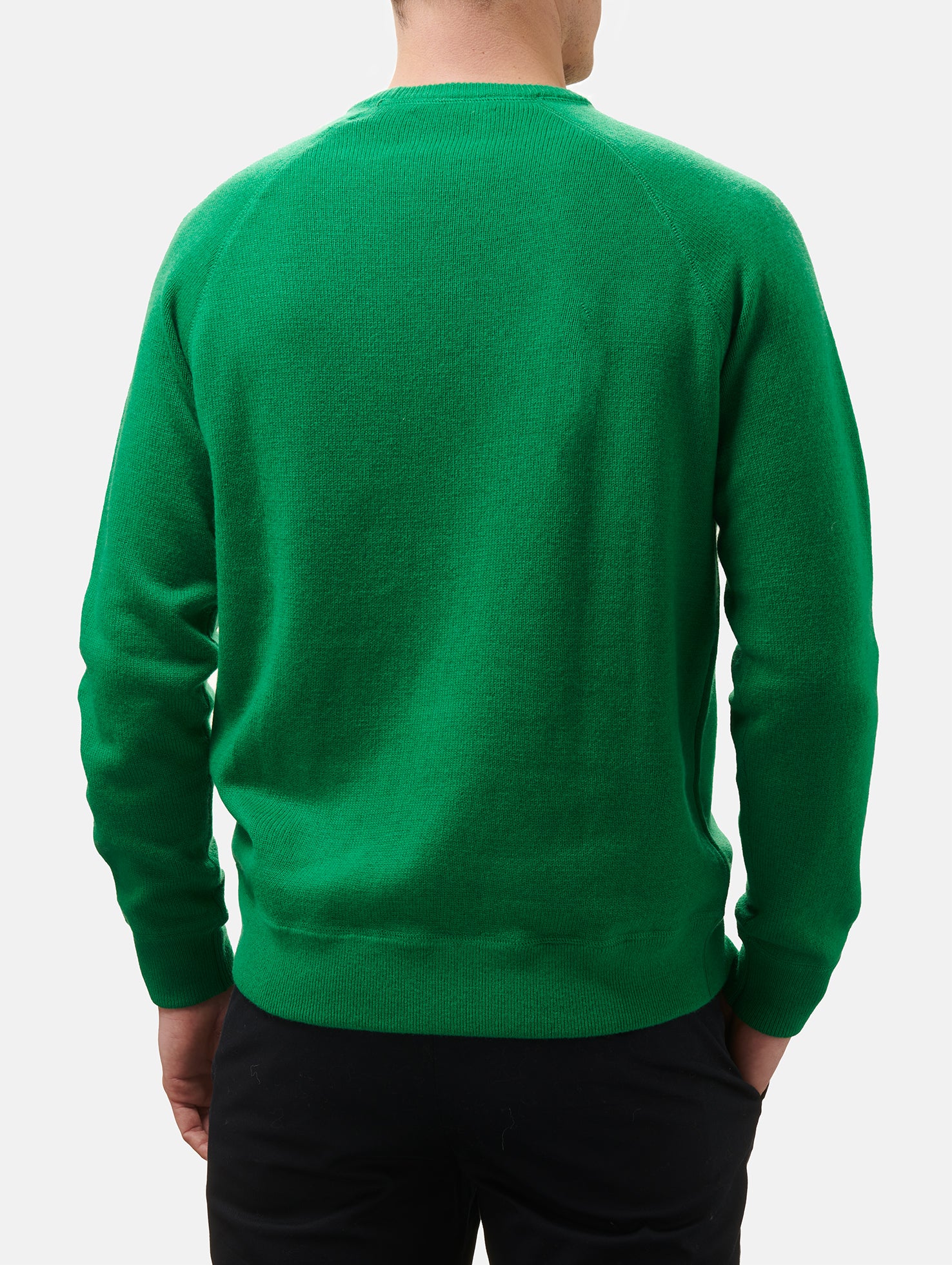 Bricklane cashmere blend knitted sweatshirt in green solid color - Image 2