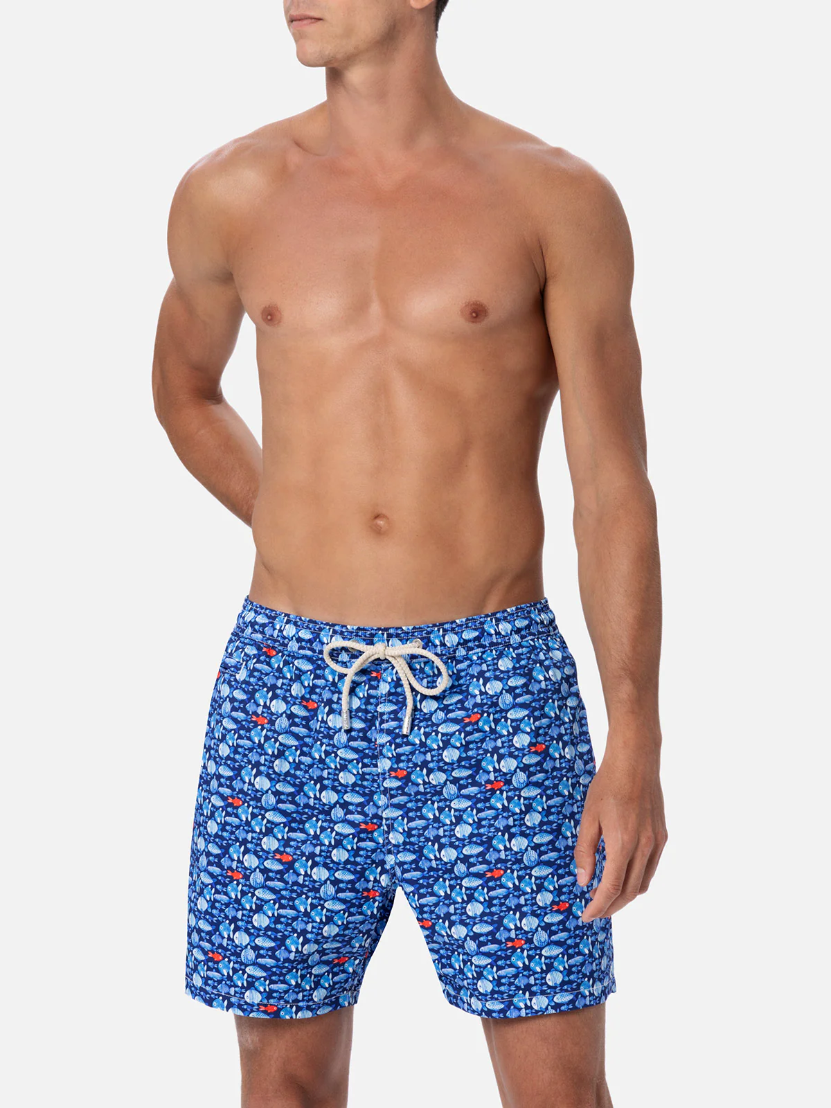 Comfort Light classic stretch swim shorts with fishes print - Image 3