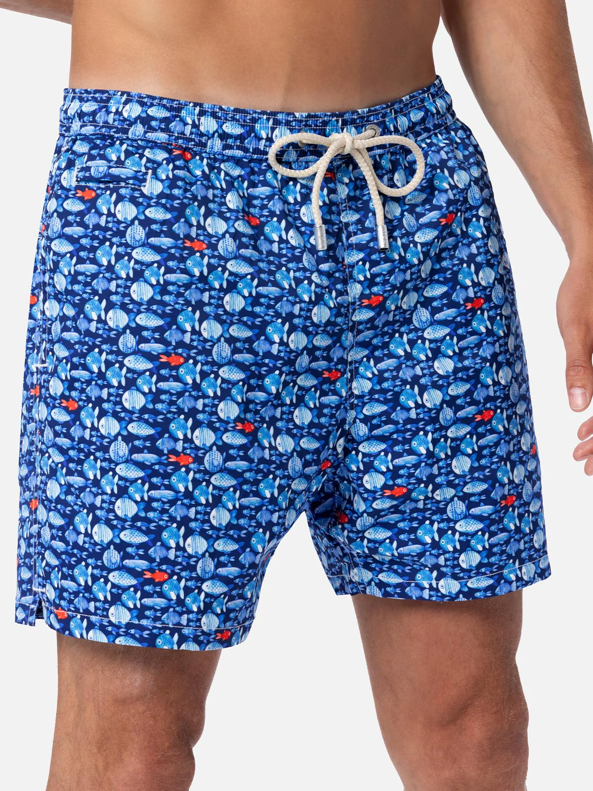 Comfort Light classic stretch swim shorts with fishes print - Image 4