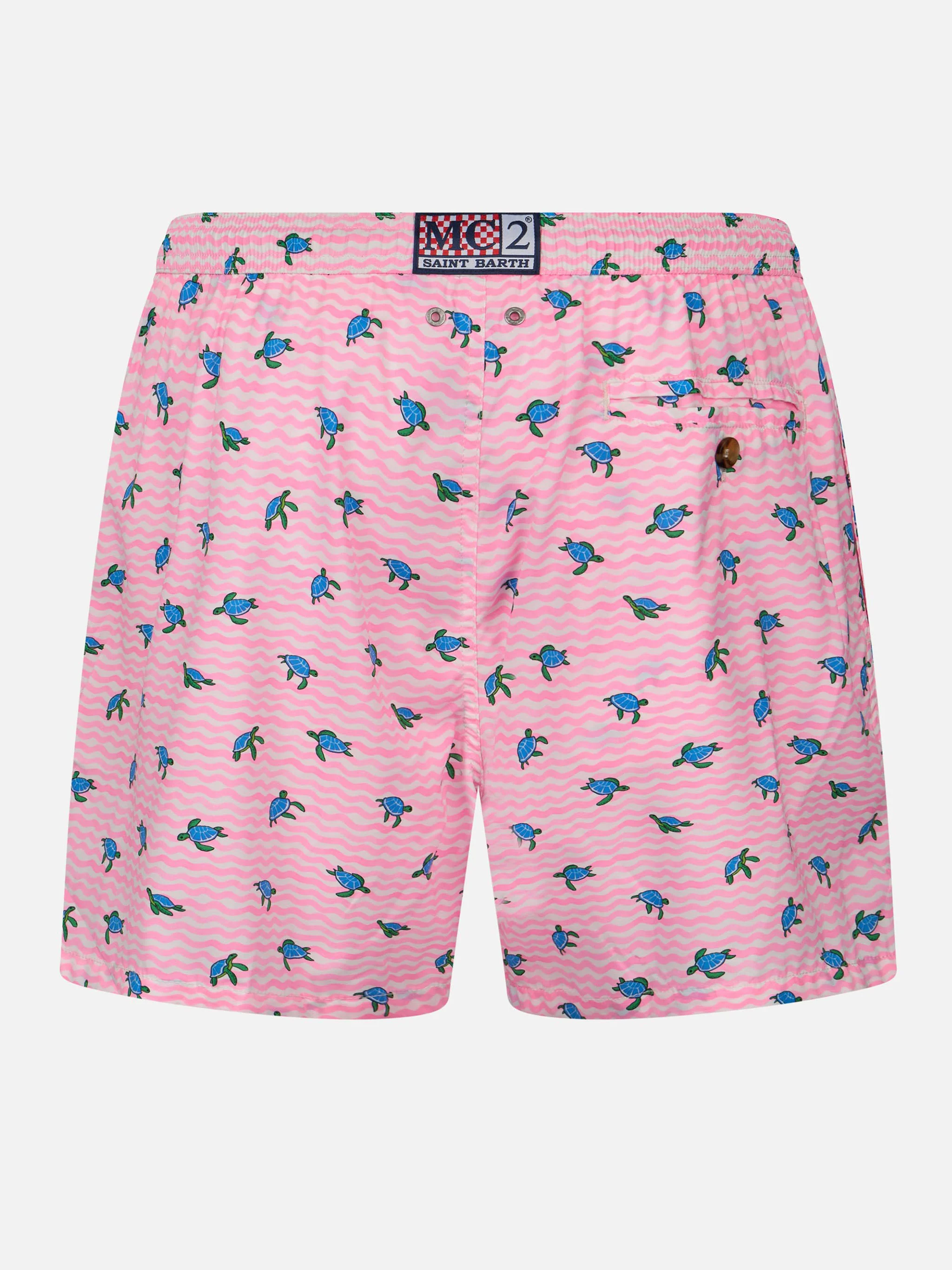 Comfort Light classic stretch swim shorts with sea turtles print - Image 2
