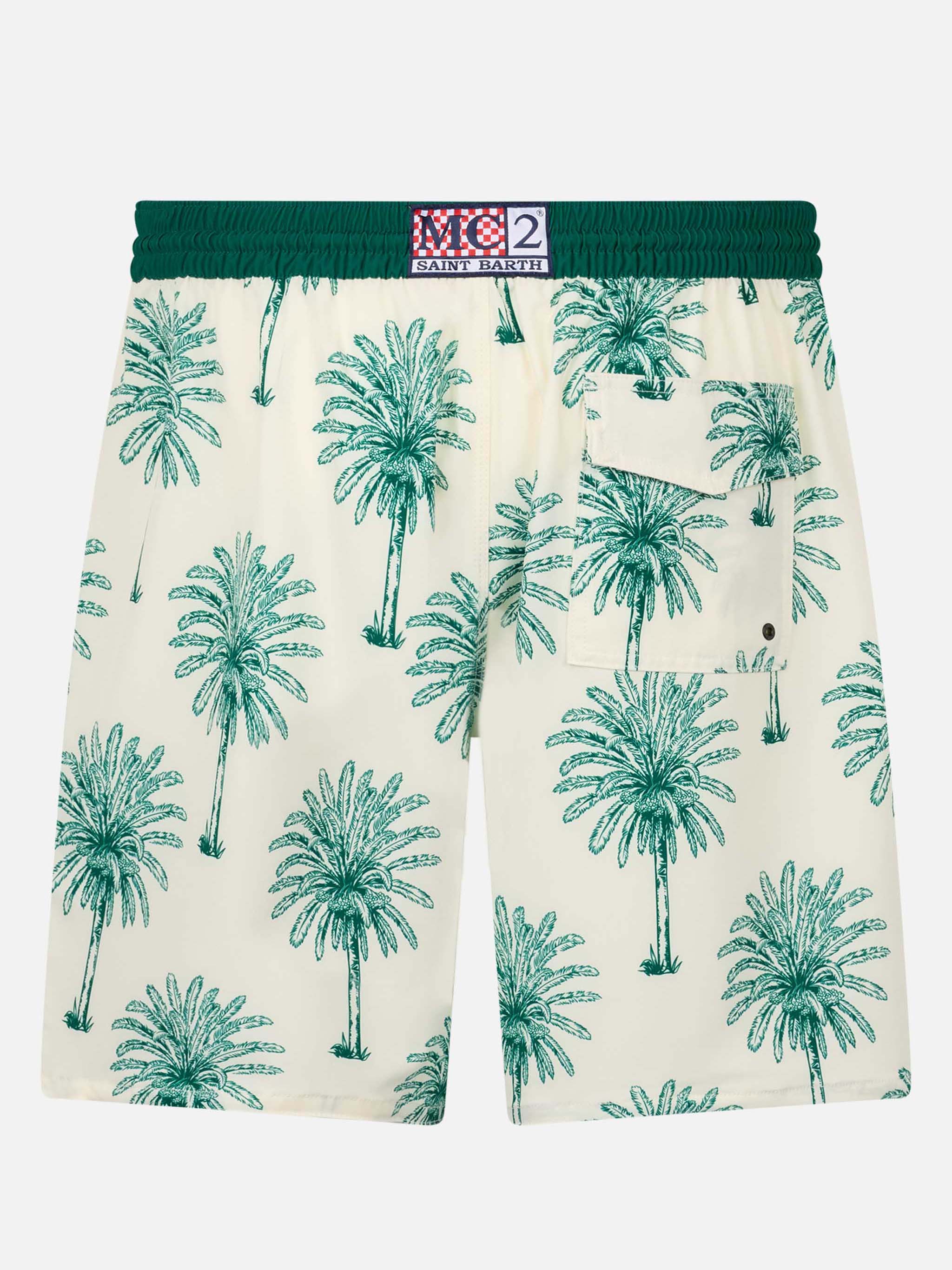 Long stretch Comfort Surf swim shorts with palm print - Image 2