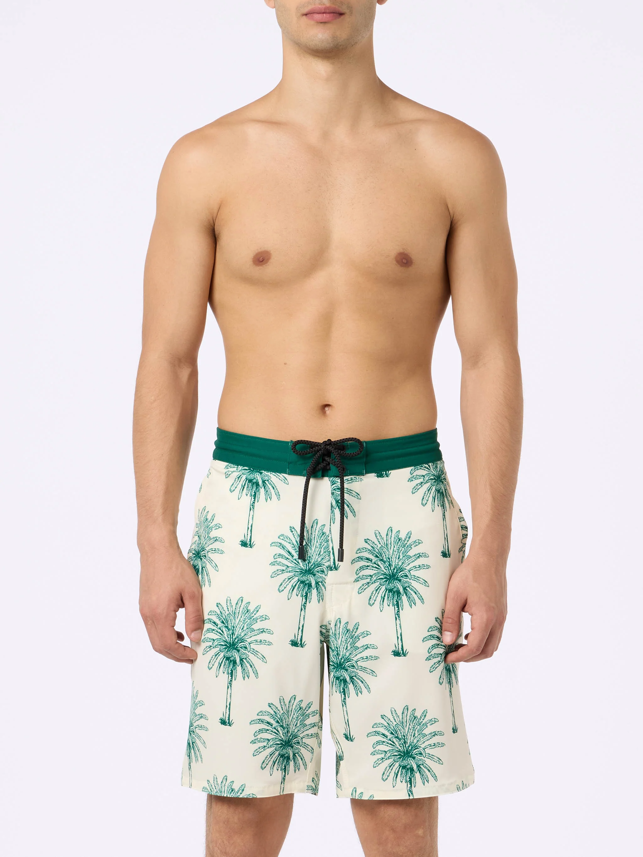 Long stretch Comfort Surf swim shorts with palm print - Image 3
