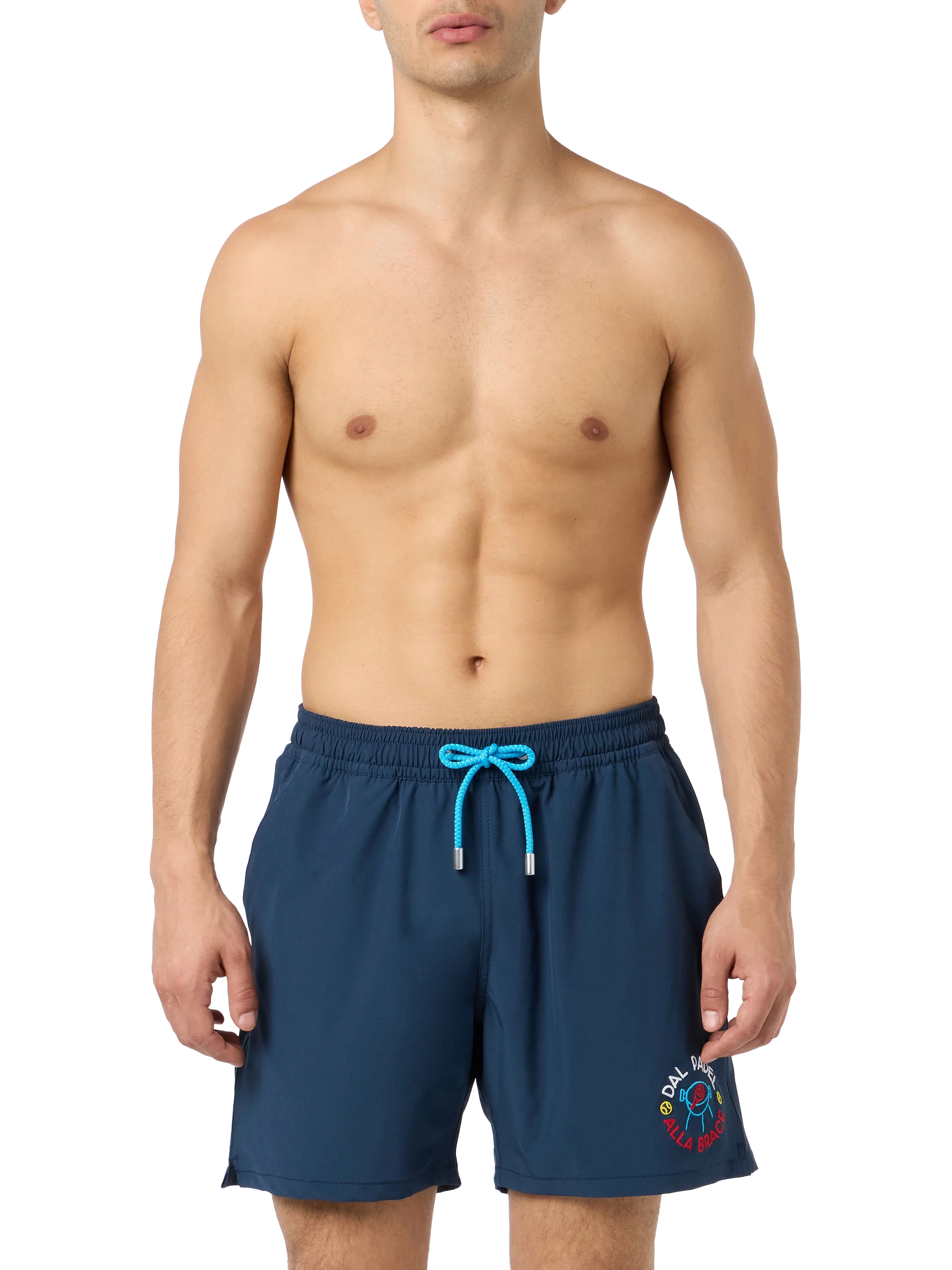 Comfort classic stretch swim shorts with Dal Padel alla Brace embroidery | INSULTI LUMINOSI SPECIAL EDITION - Image 3