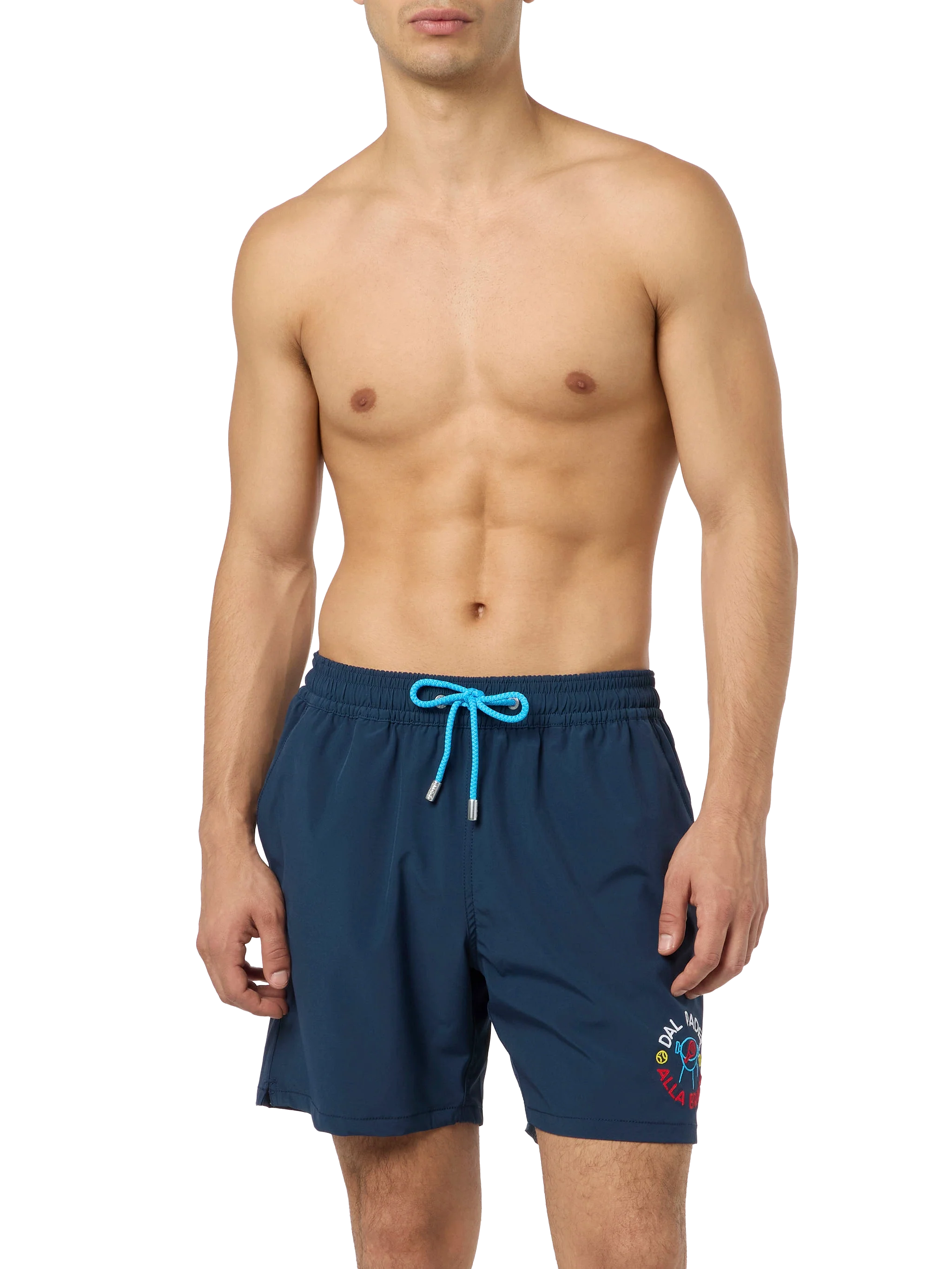 Comfort classic stretch swim shorts with Dal Padel alla Brace embroidery | INSULTI LUMINOSI SPECIAL EDITION - Image 5