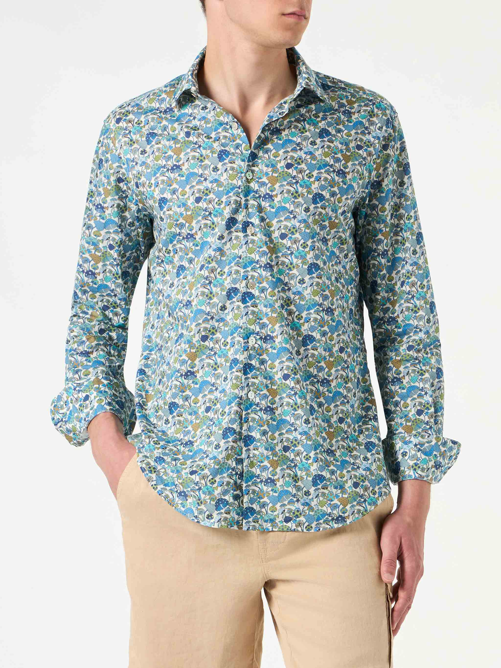 Sikelia multicolor mushrooms muslin cotton shirt | Special Edition