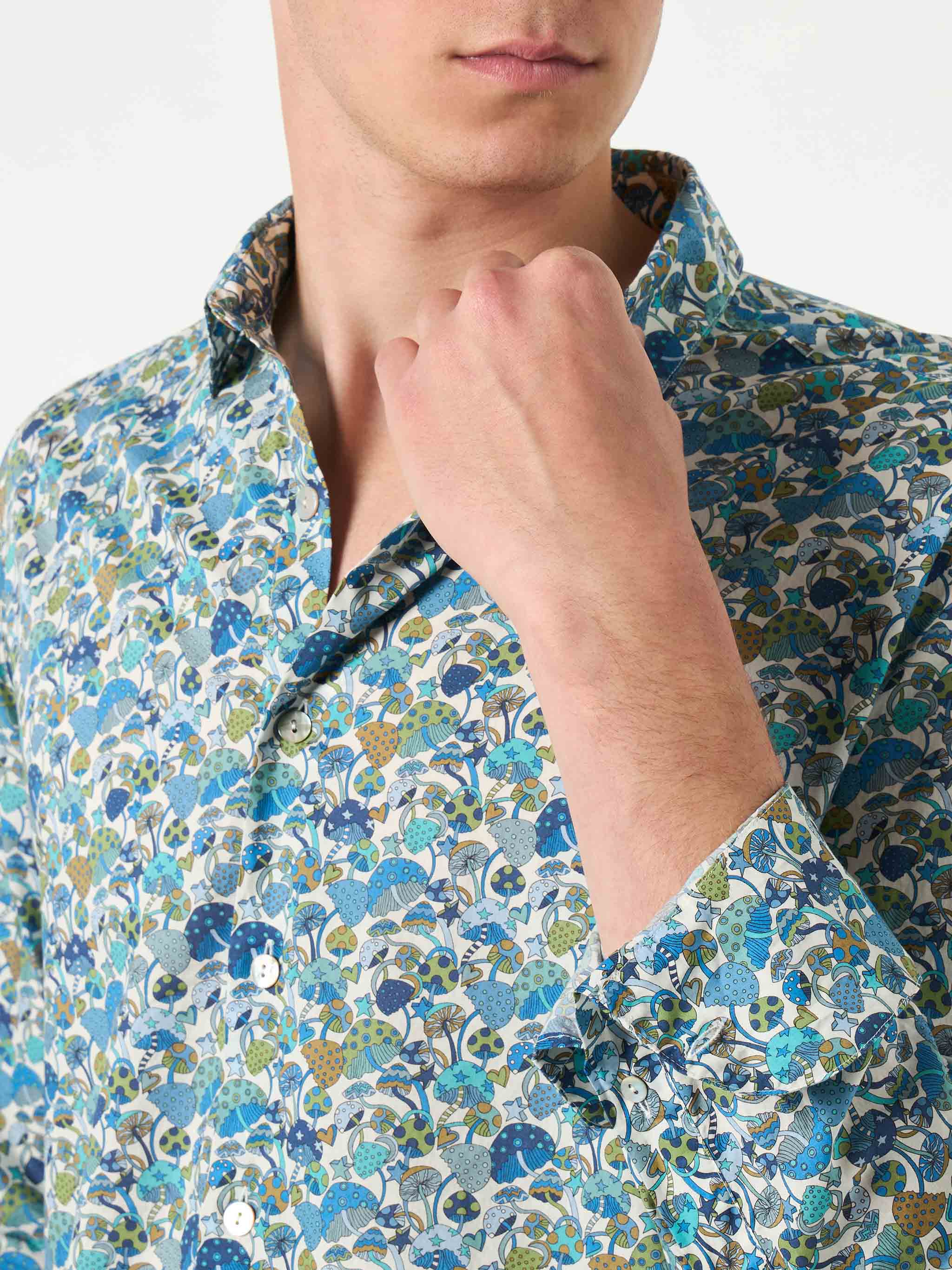 Sikelia multicolor mushrooms muslin cotton shirt | Special Edition - Image 3
