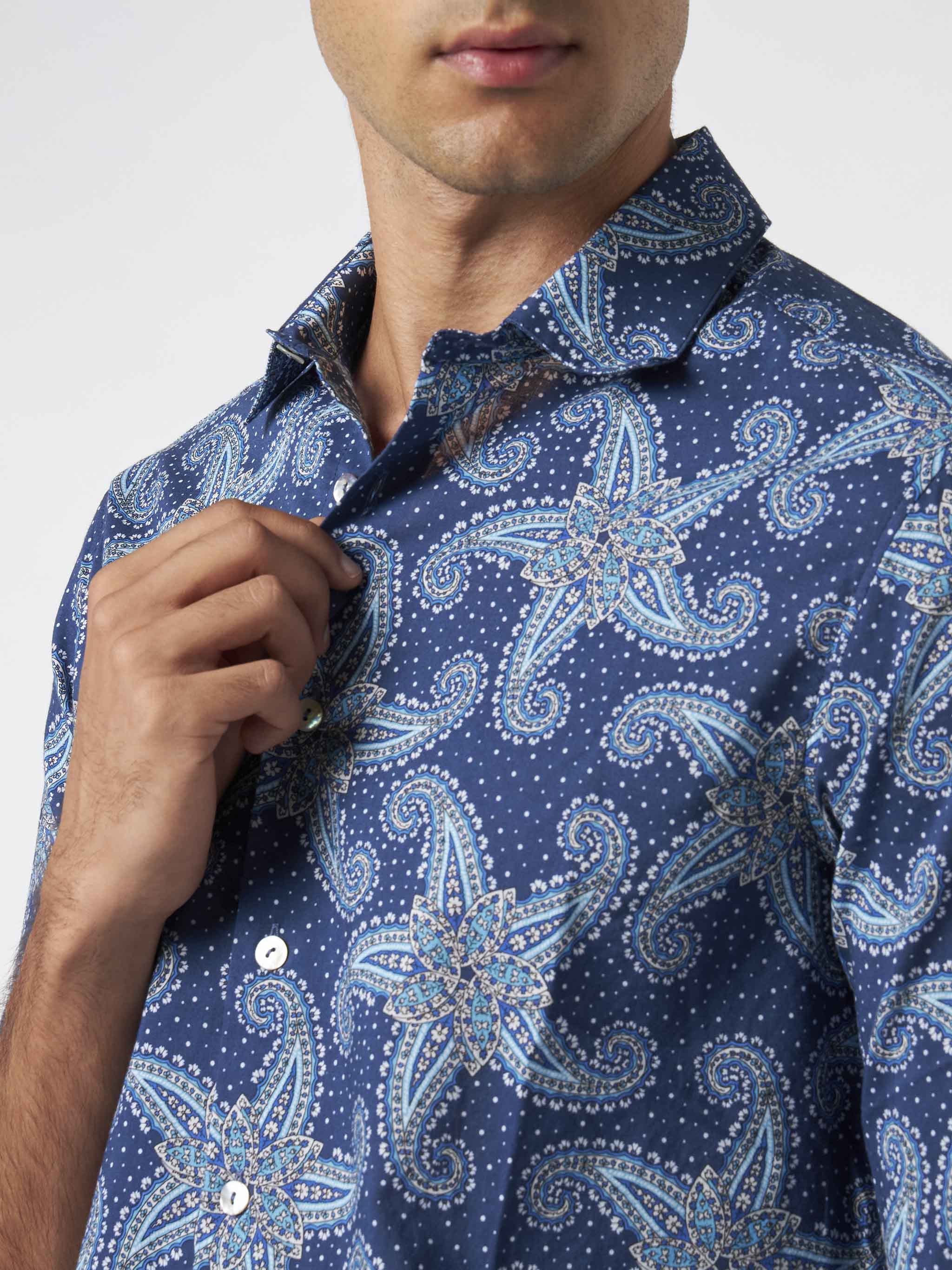 Sikelia blue paisley muslin cotton shirt - Image 3