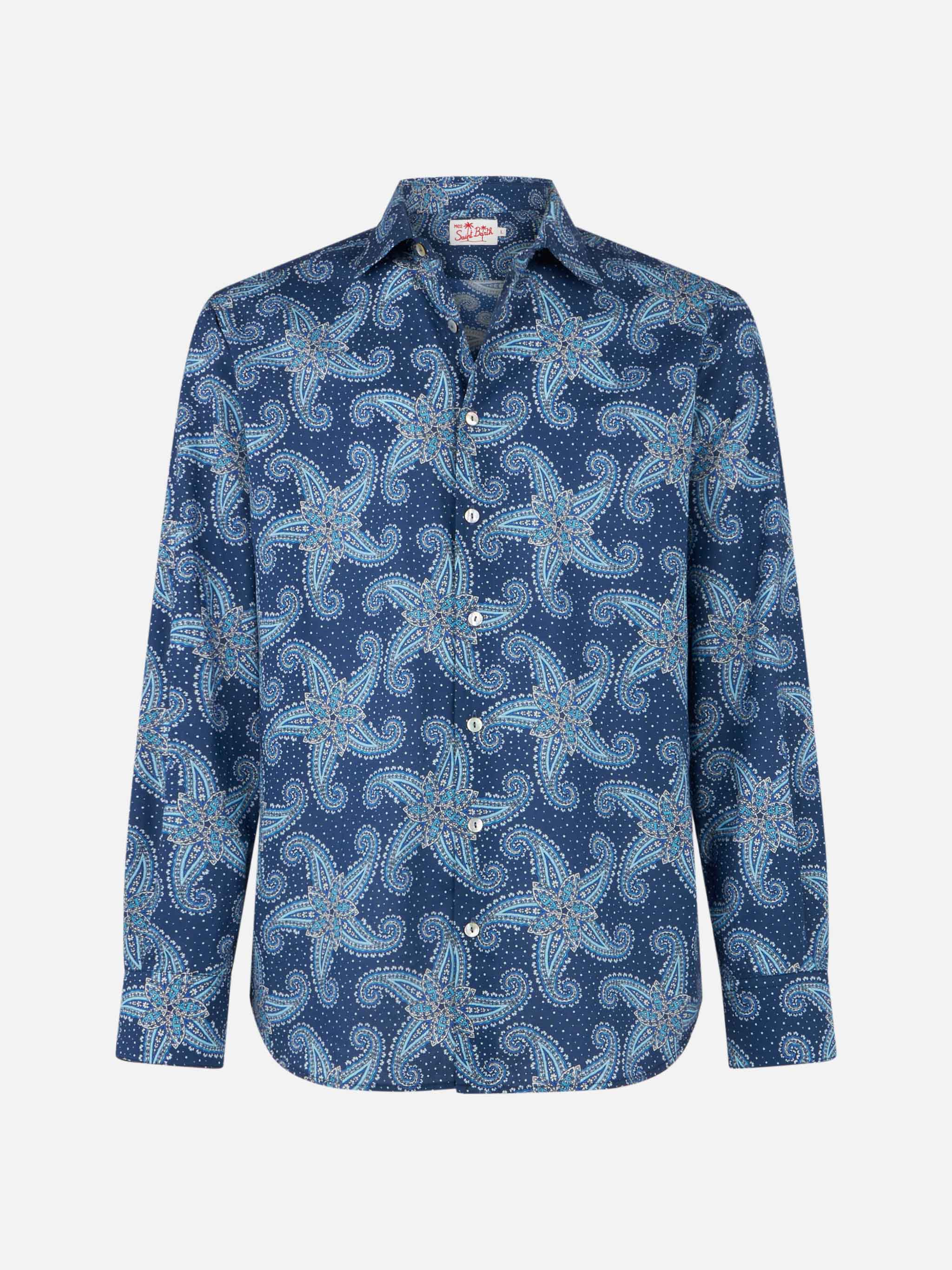 Sikelia blue paisley muslin cotton shirt - Image 4