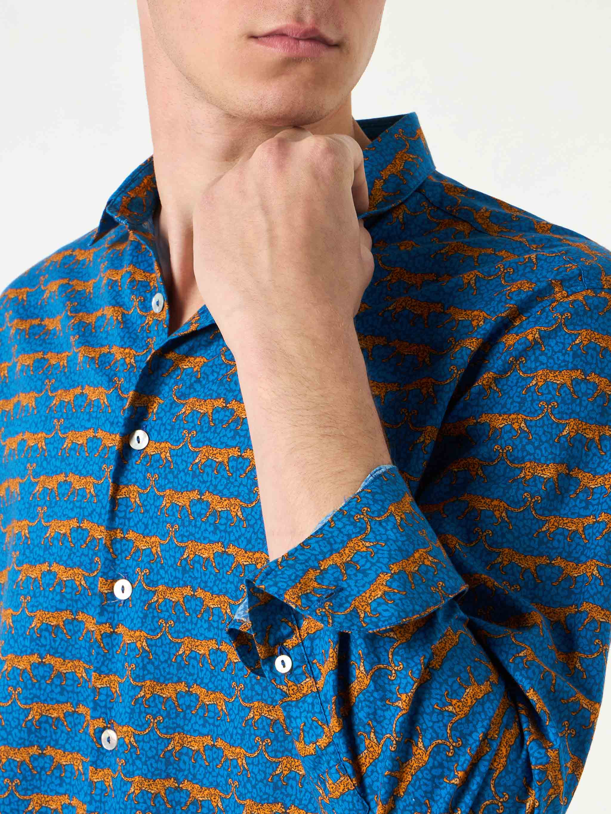 Sikelia blue wild cat muslin cotton shirt - Image 3