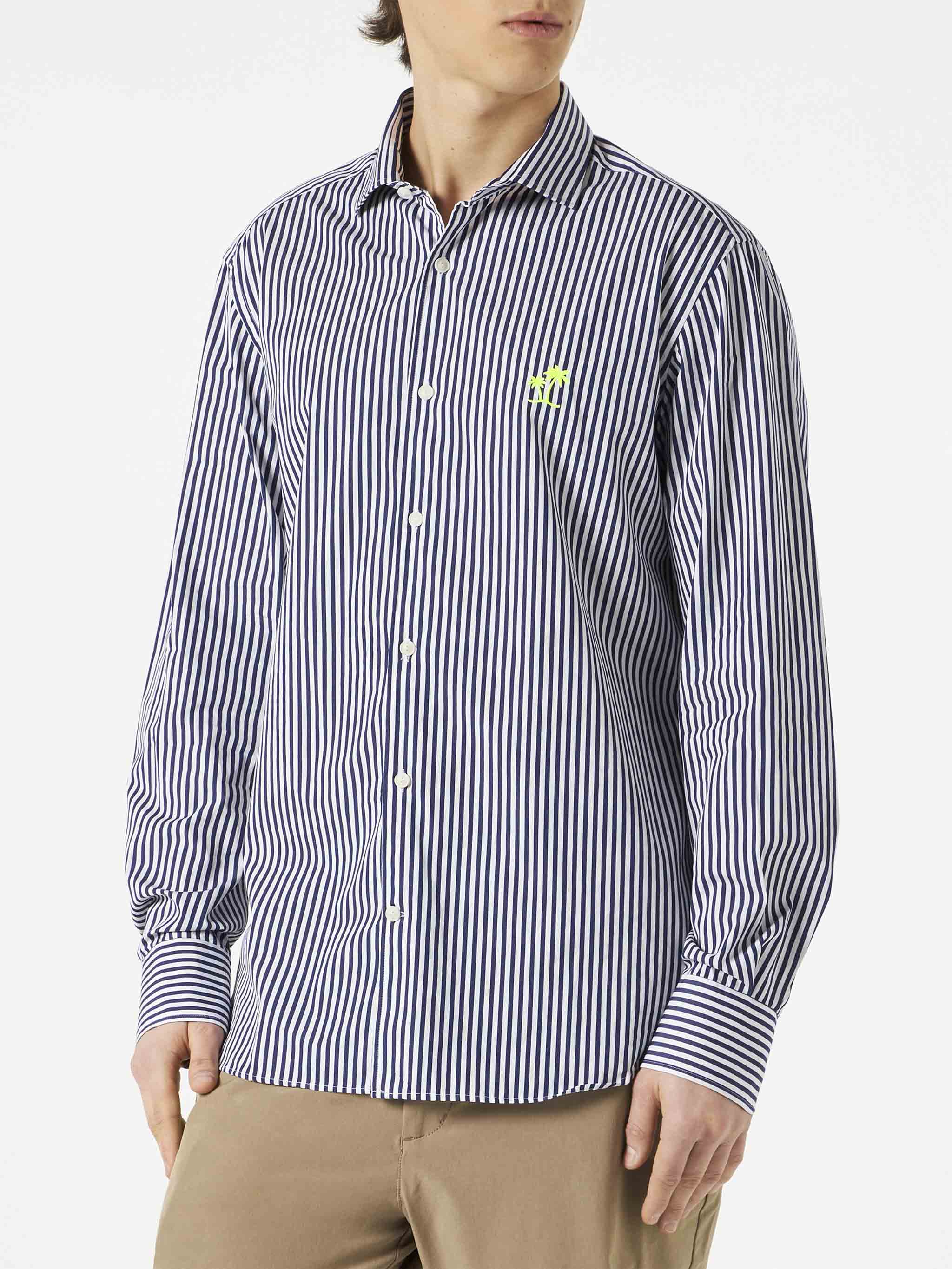Pamplona navy and white striped cotton shirt