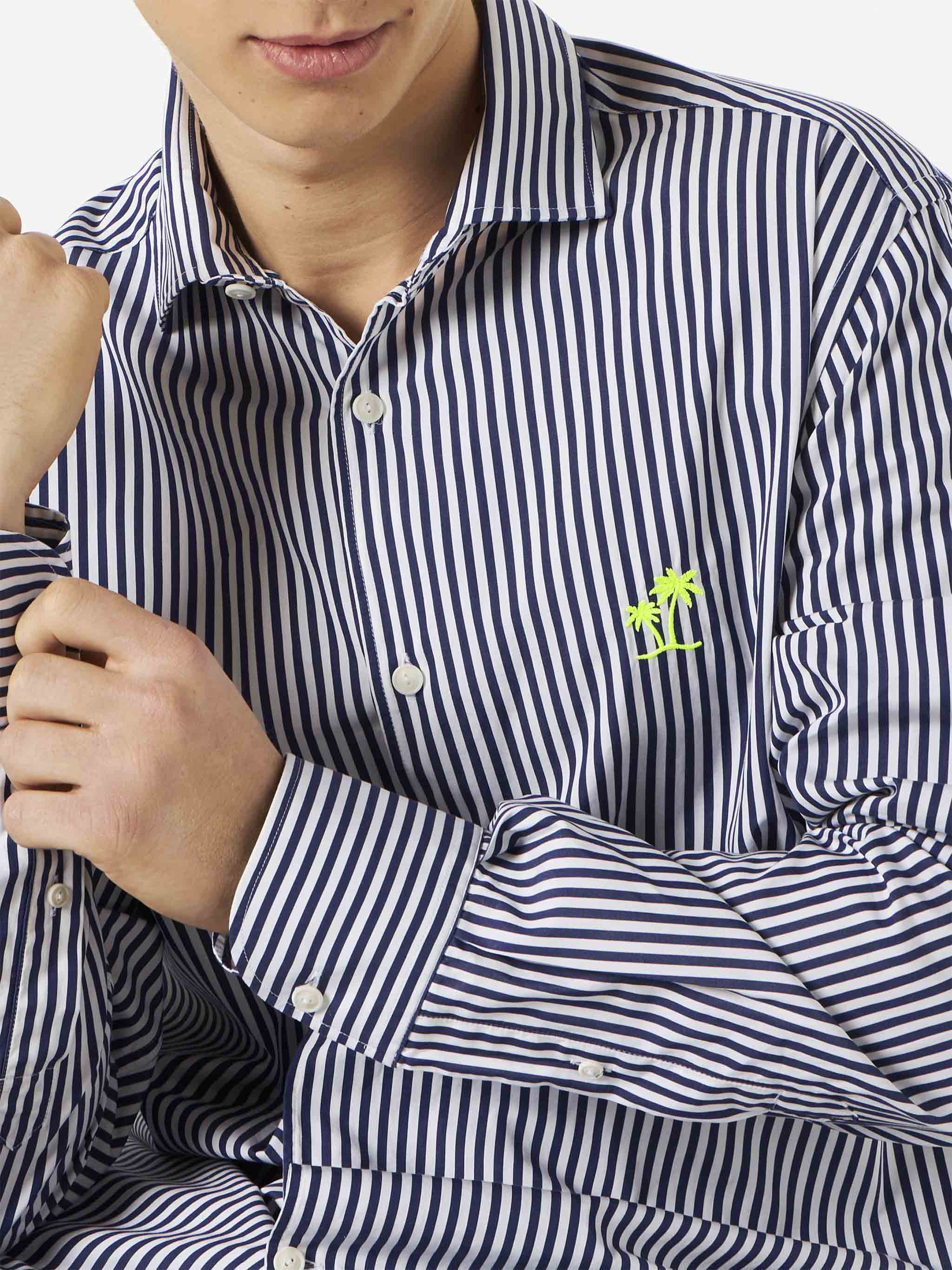 Pamplona navy and white striped cotton shirt - Image 2