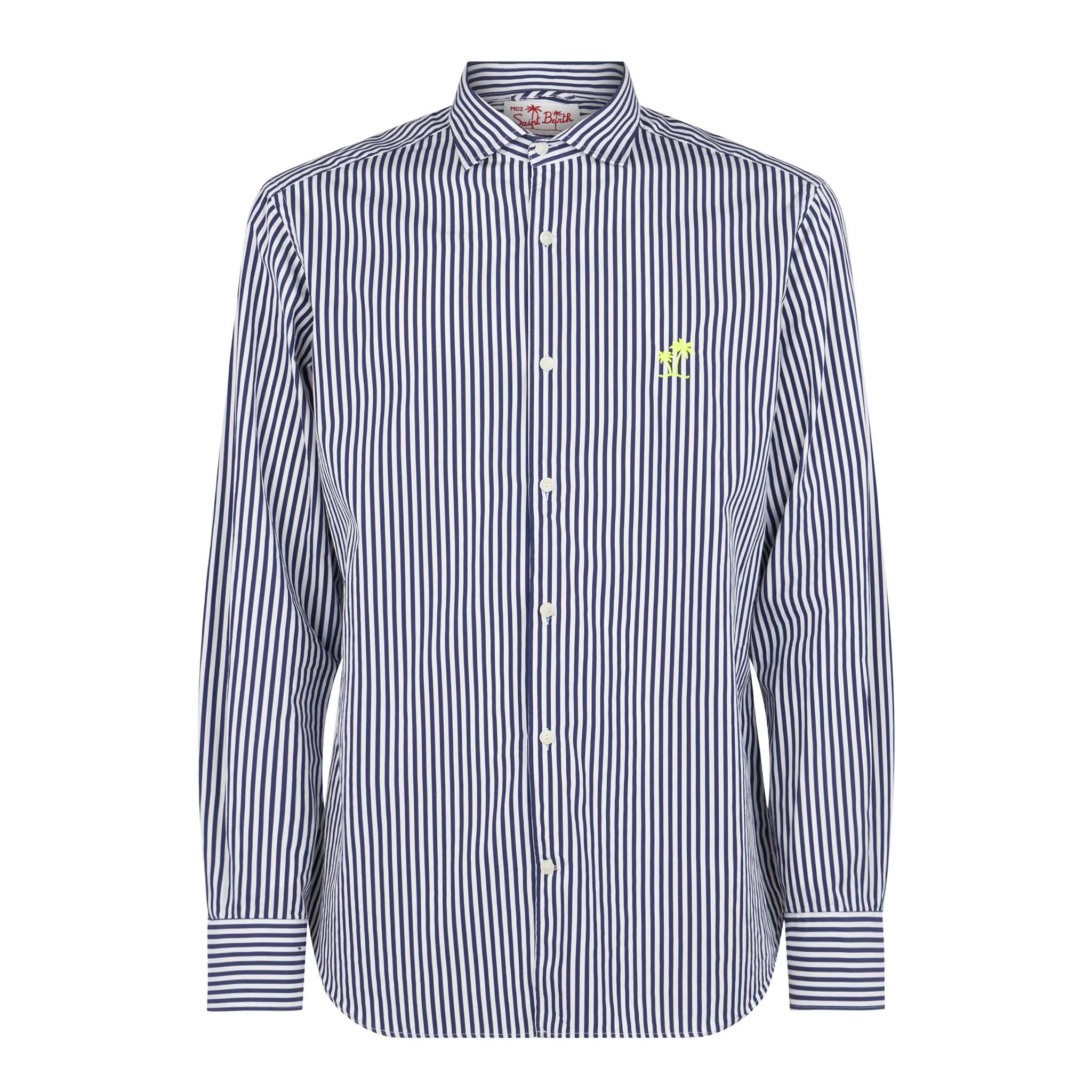 Pamplona navy and white striped cotton shirt - Image 4