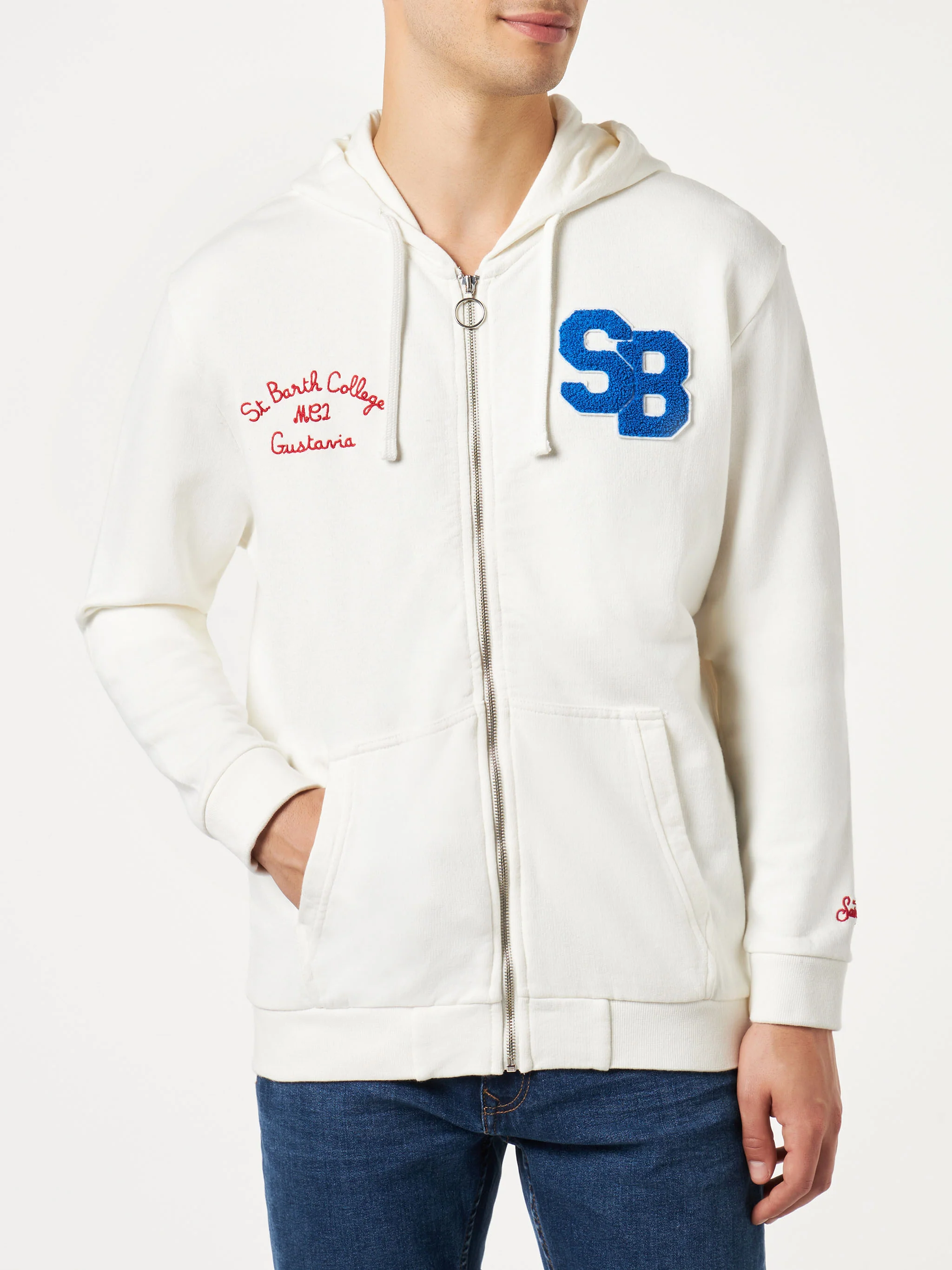 Danny white sweatshirt with patch and embroidery