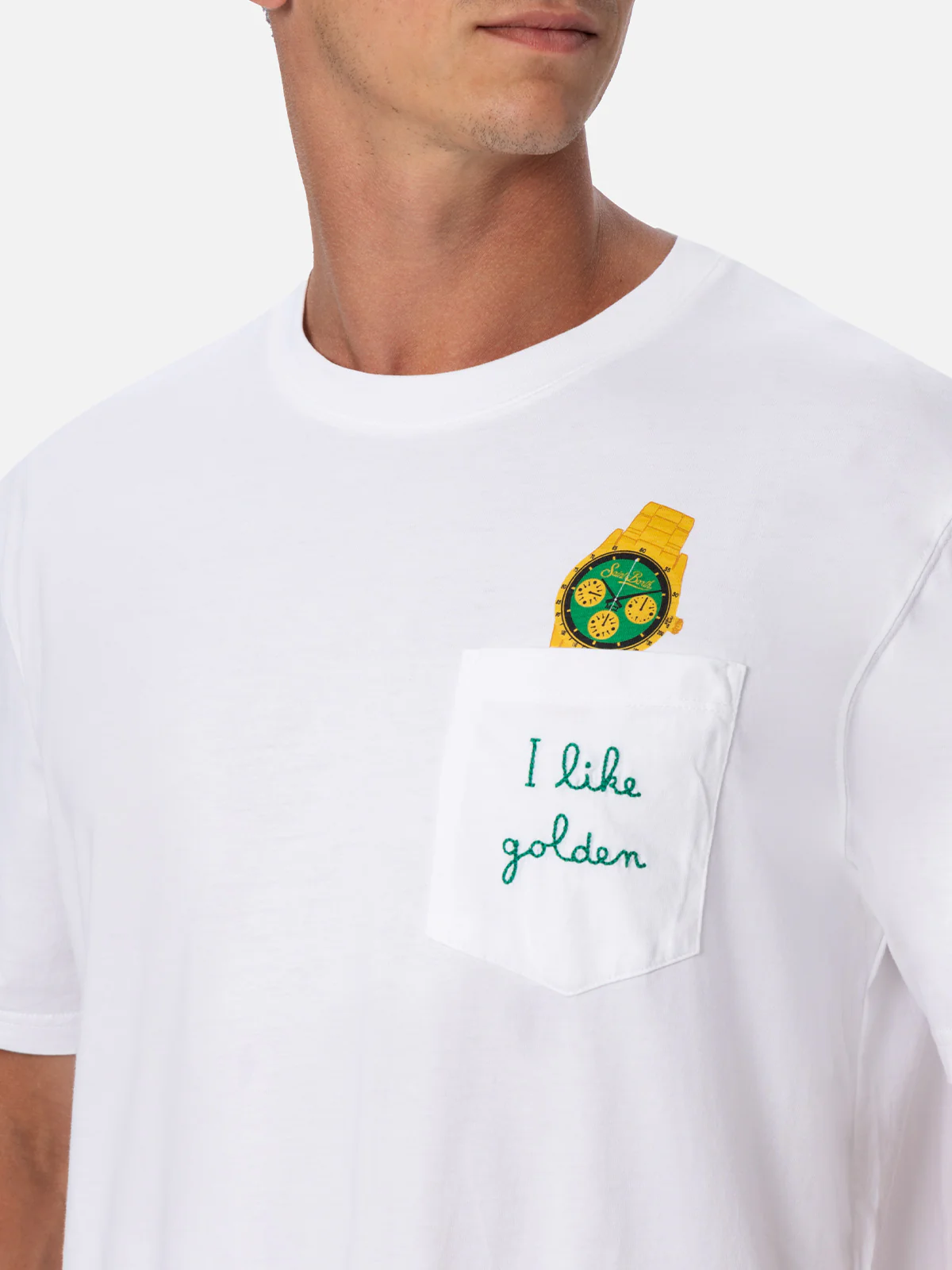 Austin cotton t-shirt with watch print and embroidery - Image 2