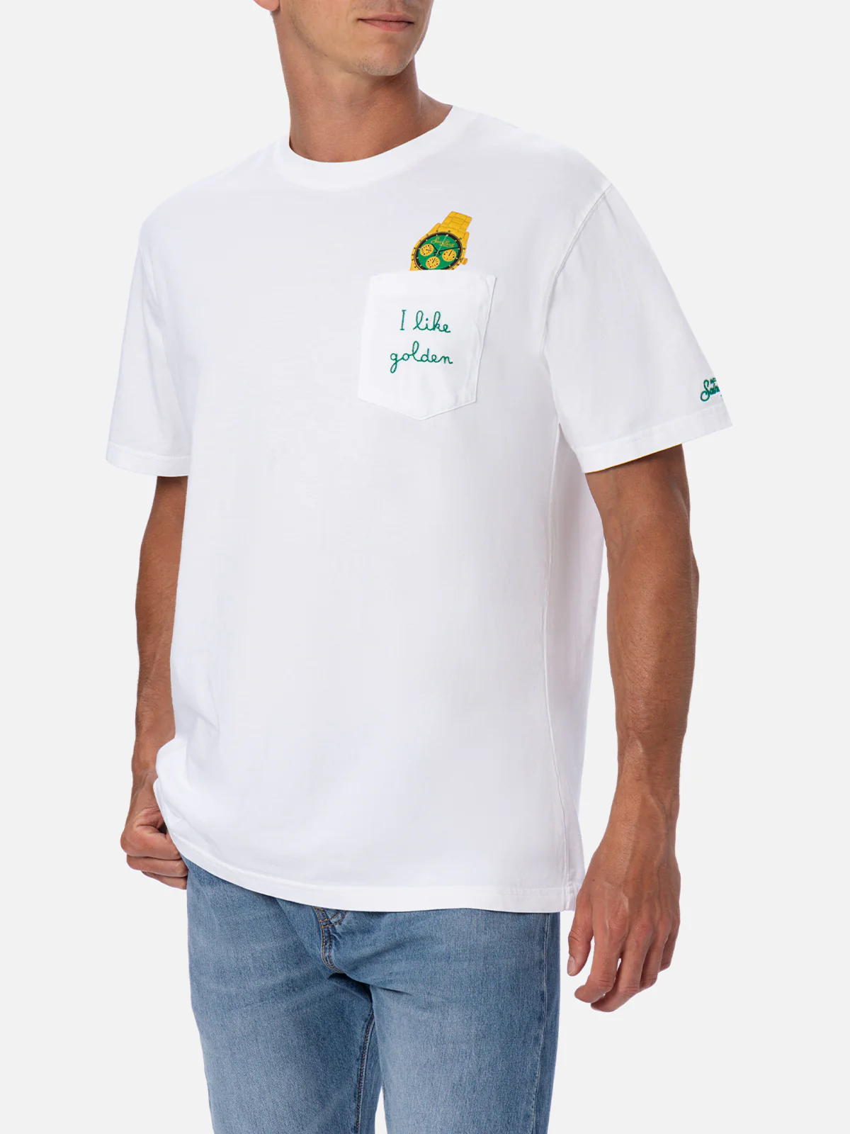Austin cotton t-shirt with watch print and embroidery - Image 3