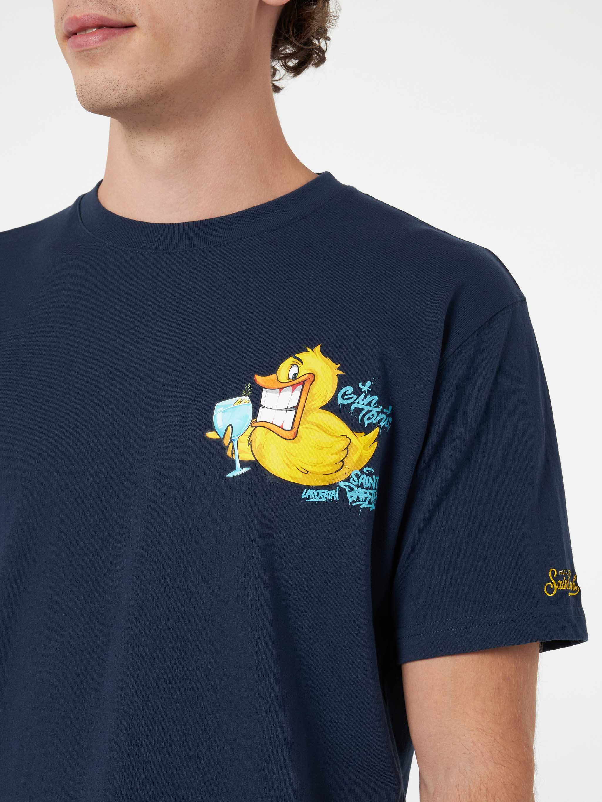 Cryptopuppets Ducky Gin t-shirt with front and back print in blue | Special Edition - Image 2