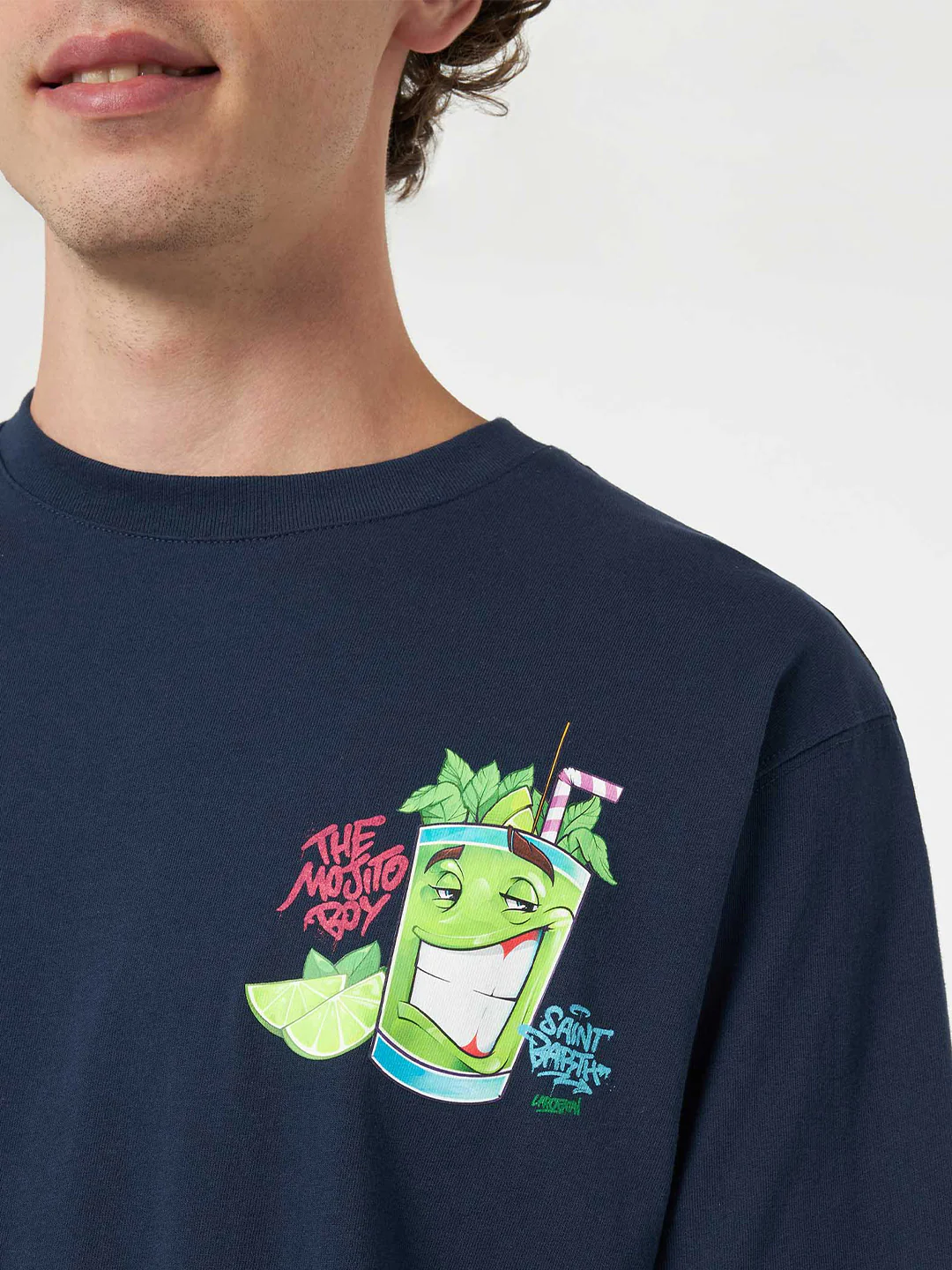 Cryptopuppets Mojito t-shirt with front and back print in blue | Special Edition - Image 2